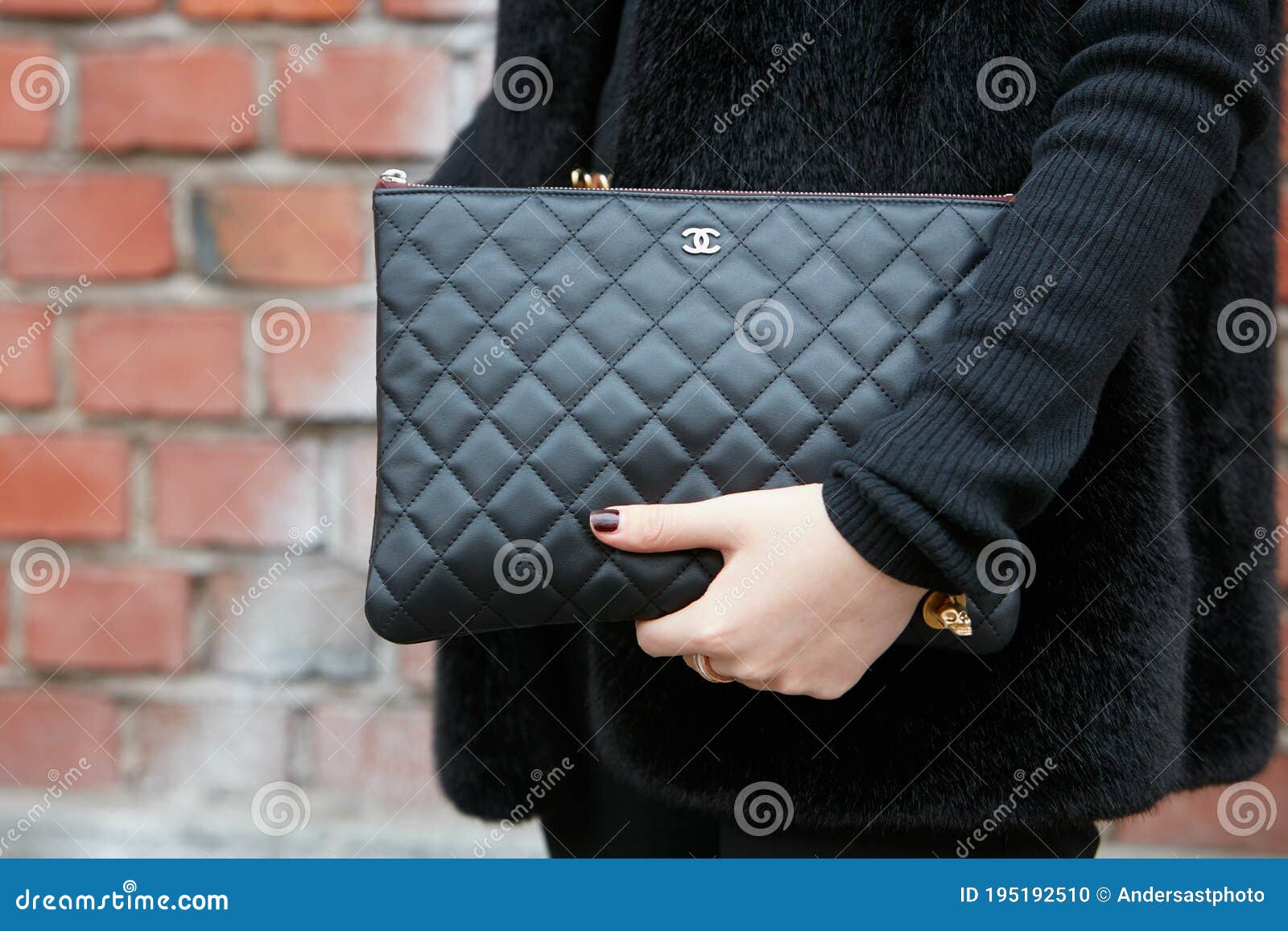 Woman Poses for Photographers with Black Leather Chanel Bag before Fendi  Fashion Show, Milan Fashion Week Day Editorial Image - Image of style,  fendi: 195192510