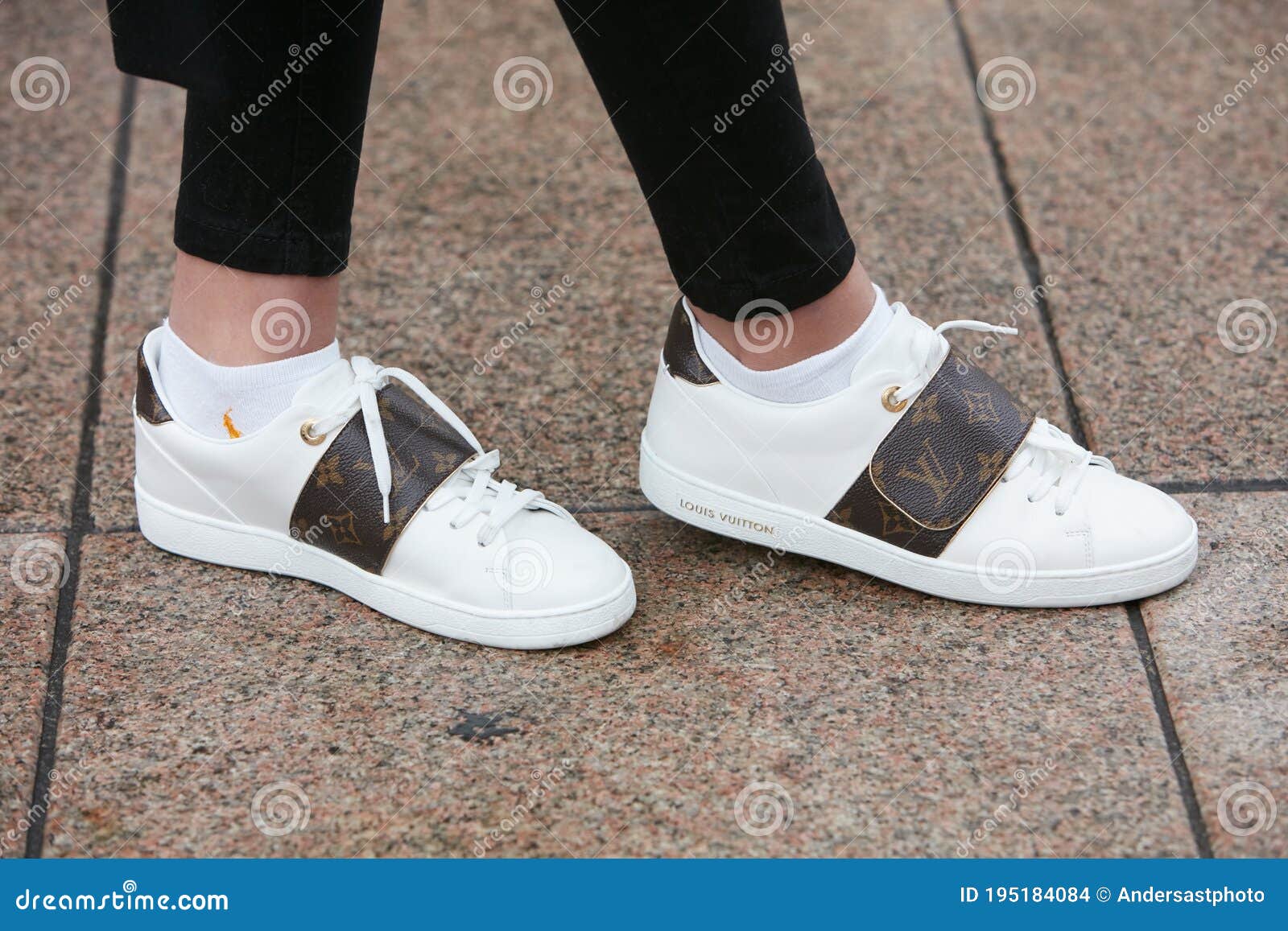 eftertænksom tælle sagging Woman with White Louis Vuitton Shoes before Cristiano Burani Fashion Show,  Milan Fashion Week Street Style on Editorial Stock Image - Image of week,  outfit: 195184084