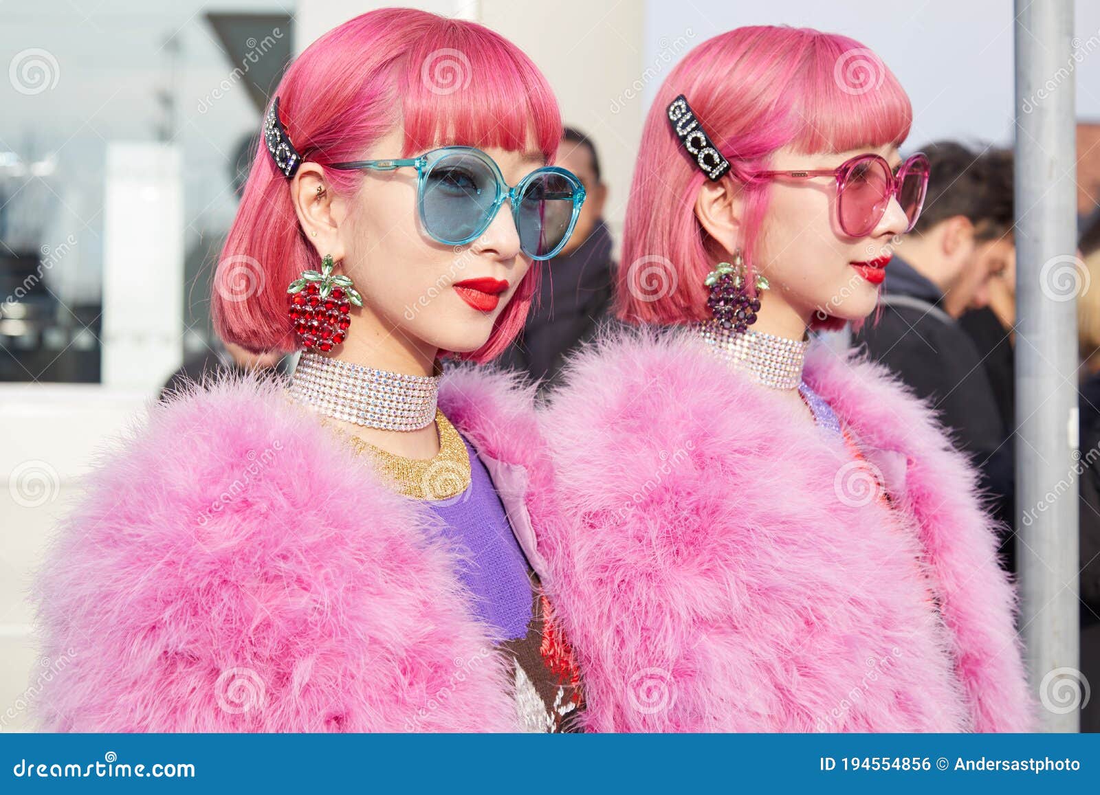 Women with Pink Fur Coat and Hair before Gucci Fashion Show, Milan Fashion  Week Street Style on February 21, Editorial Photo - Image of coat,  editorial: 194554856
