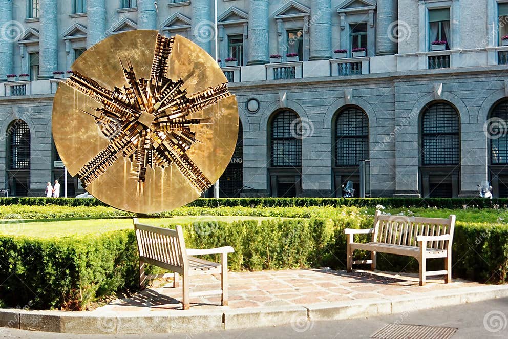 Milan, Italy 20 August 2018: Disco Solare Di Arnaldo Pomodoro ...