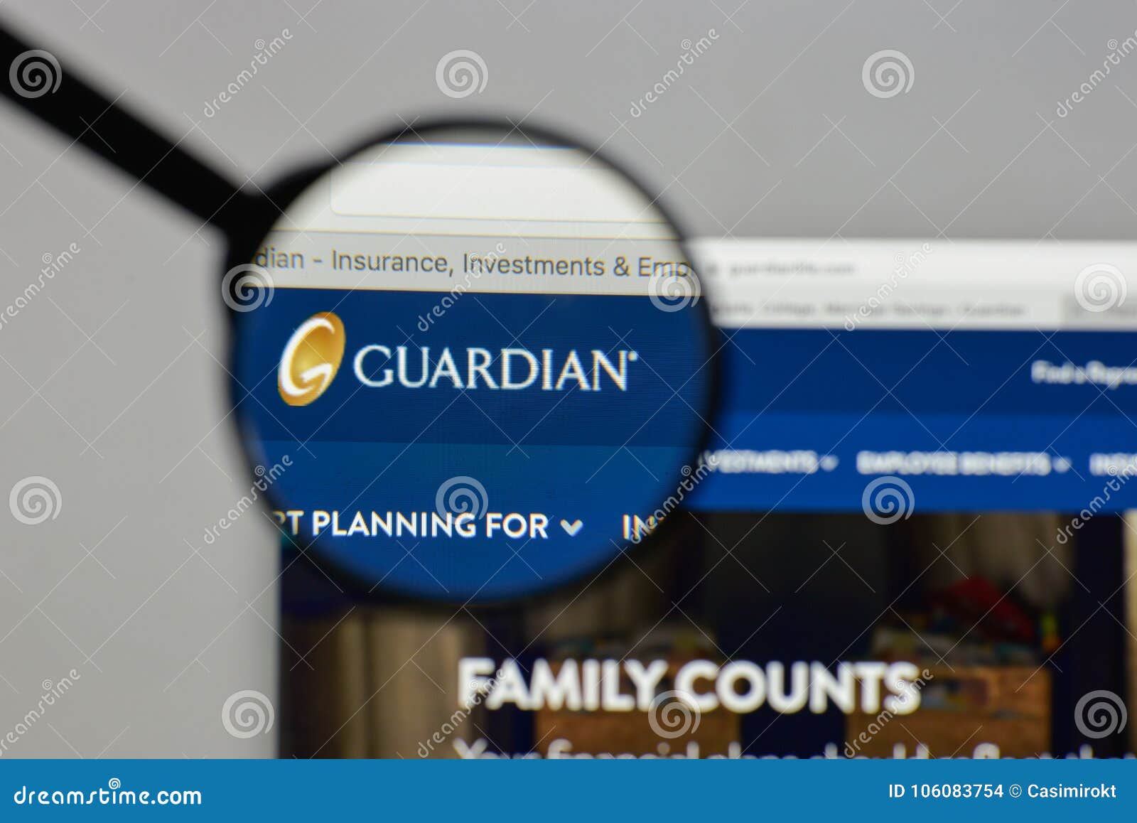 Milan, Italy - August 10, 2017: Guardian Life Ins. Co. Of America Logo On The Website Homepage ...