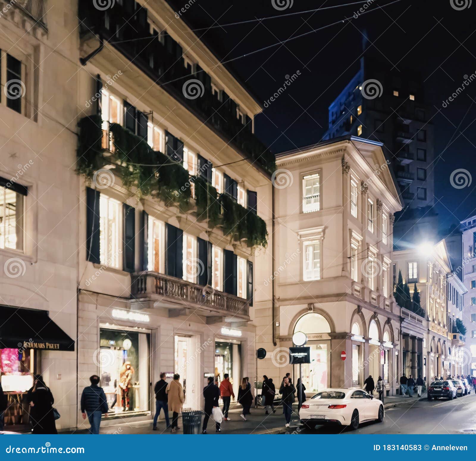 Milan,Italy Via Monte Napoleone Upscale Shopping Street With