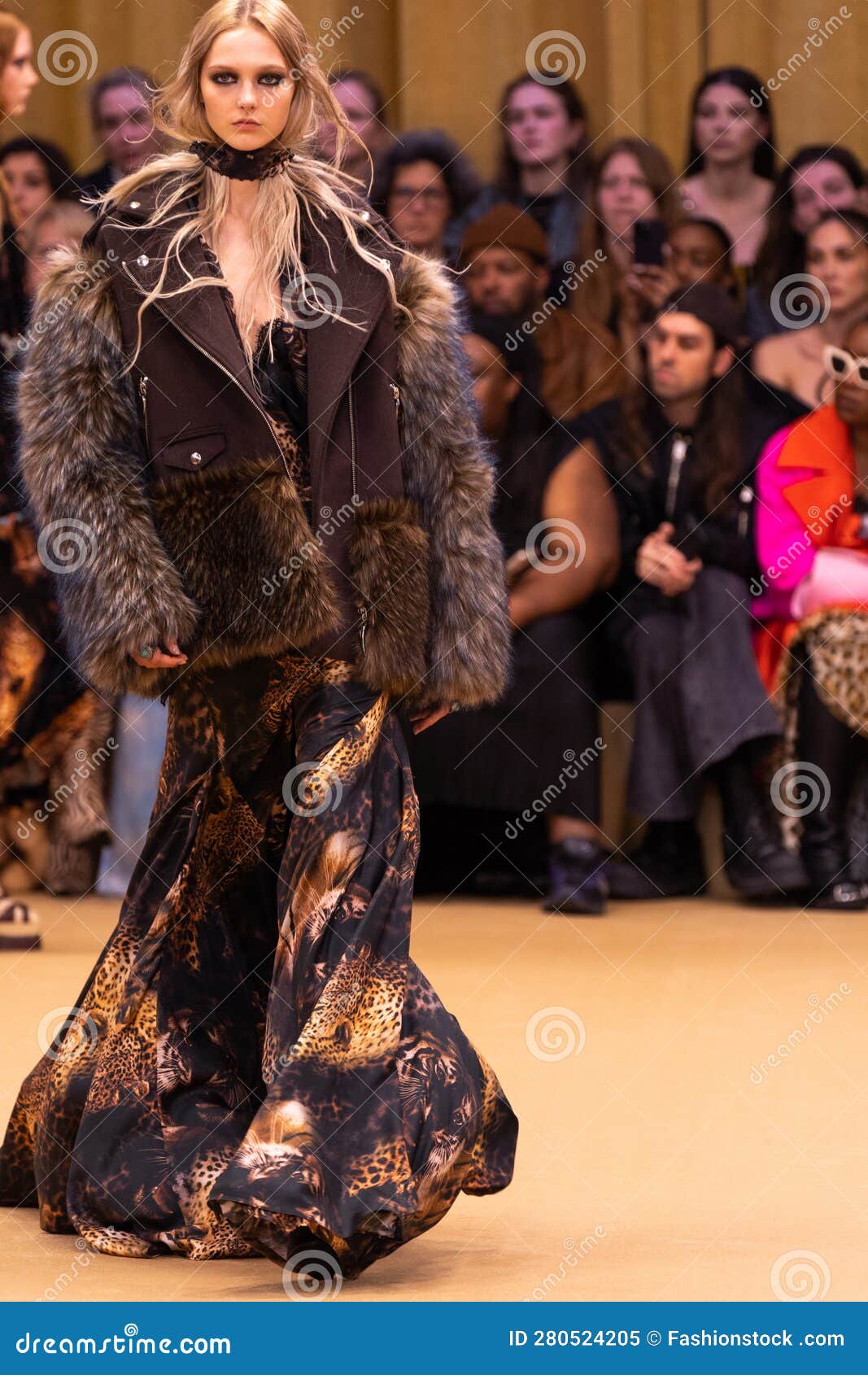 A Model Walks the Runway at the Roberto Cavalli Fashion Show during the ...