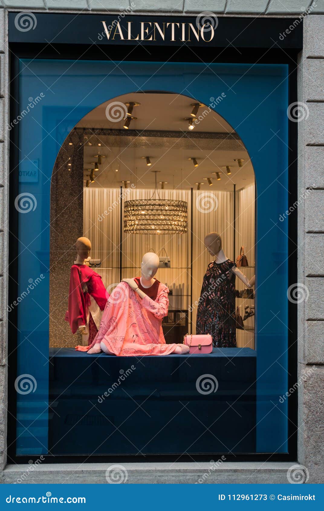 Milan, Italy - February 28, 2017: Shop Window of a Valentino Shop in Milan - Montenapoleone Area, Italy. Days Milan Editorial Stock Photo - Image of window, street: 112961273