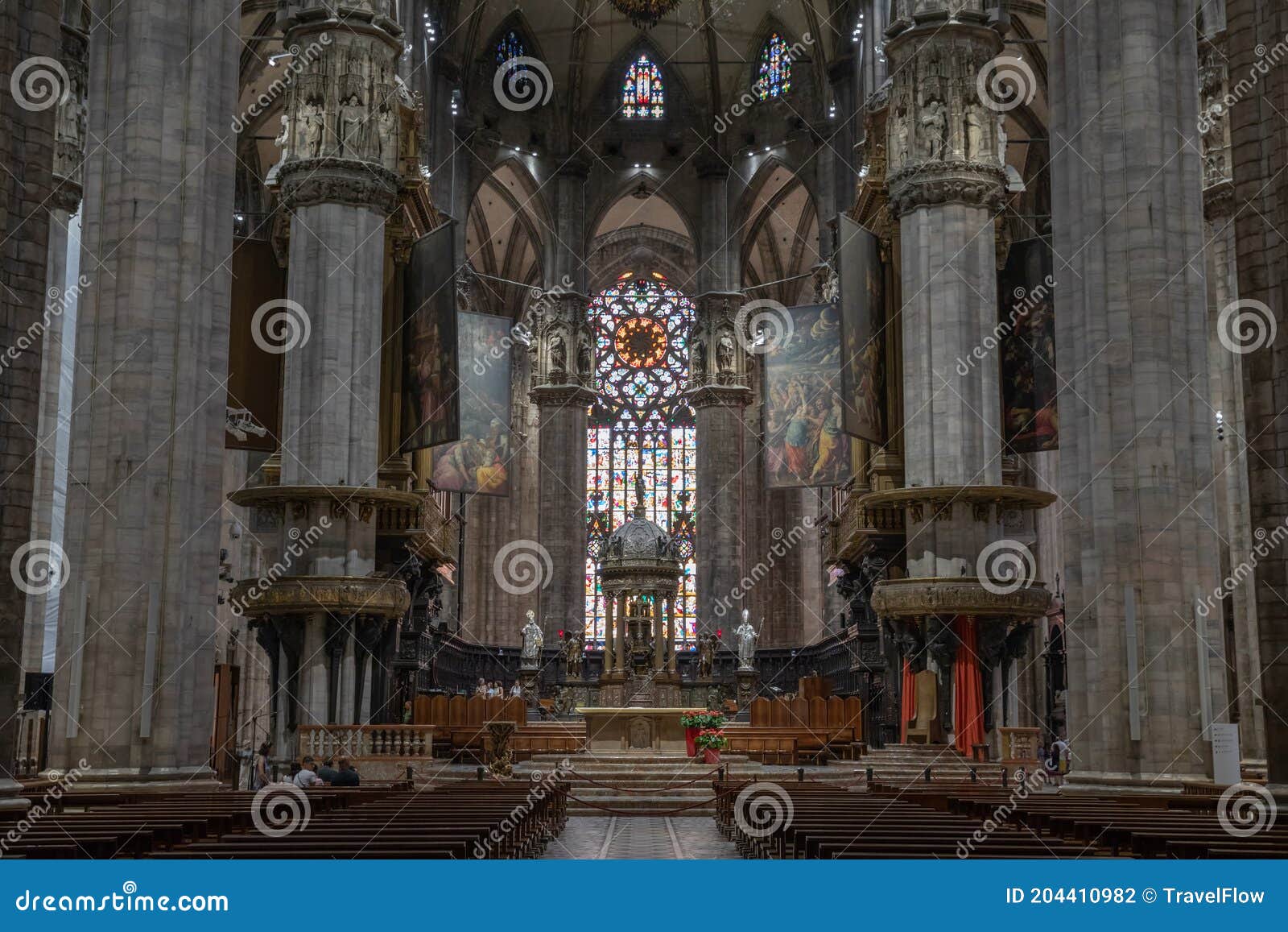 Interior Of Milan Cathedral Or Duomo Di Milano. It Is Famous Catholic ...