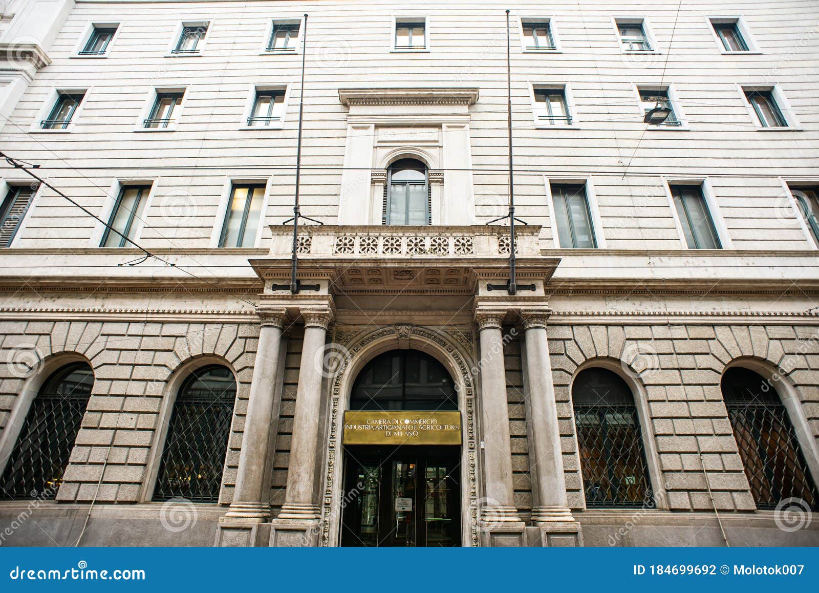 Milan. Facade of Chamber of Commerce of Milan Editorial Photography