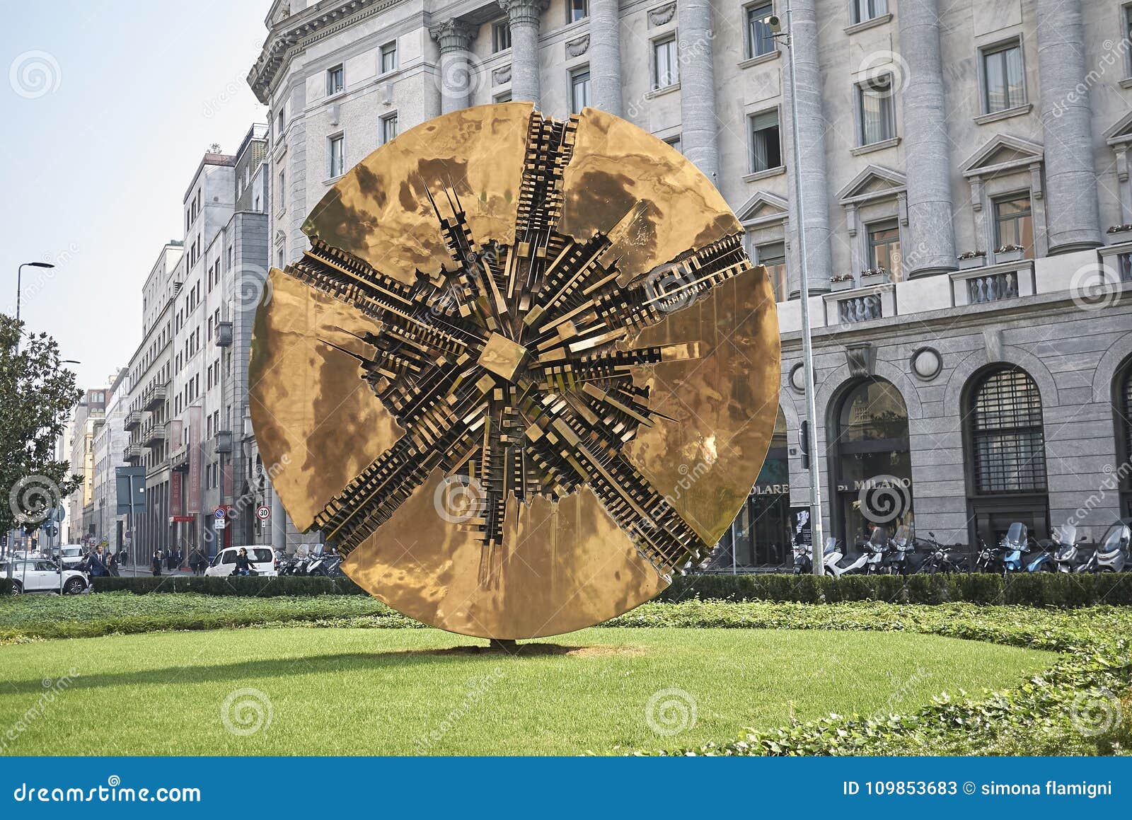 Disco by Arnaldo Pomodoro editorial stock photo. Image of milano