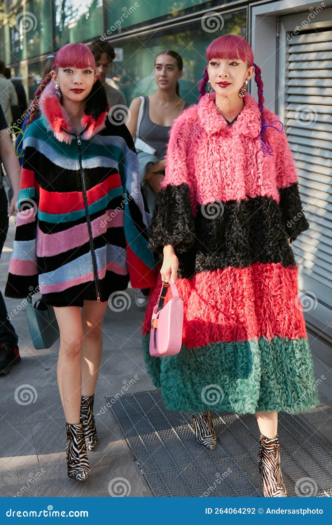 Amiaya, Ami and Aya Suzuki before Emporio Armani Fashion Show, Milan ...