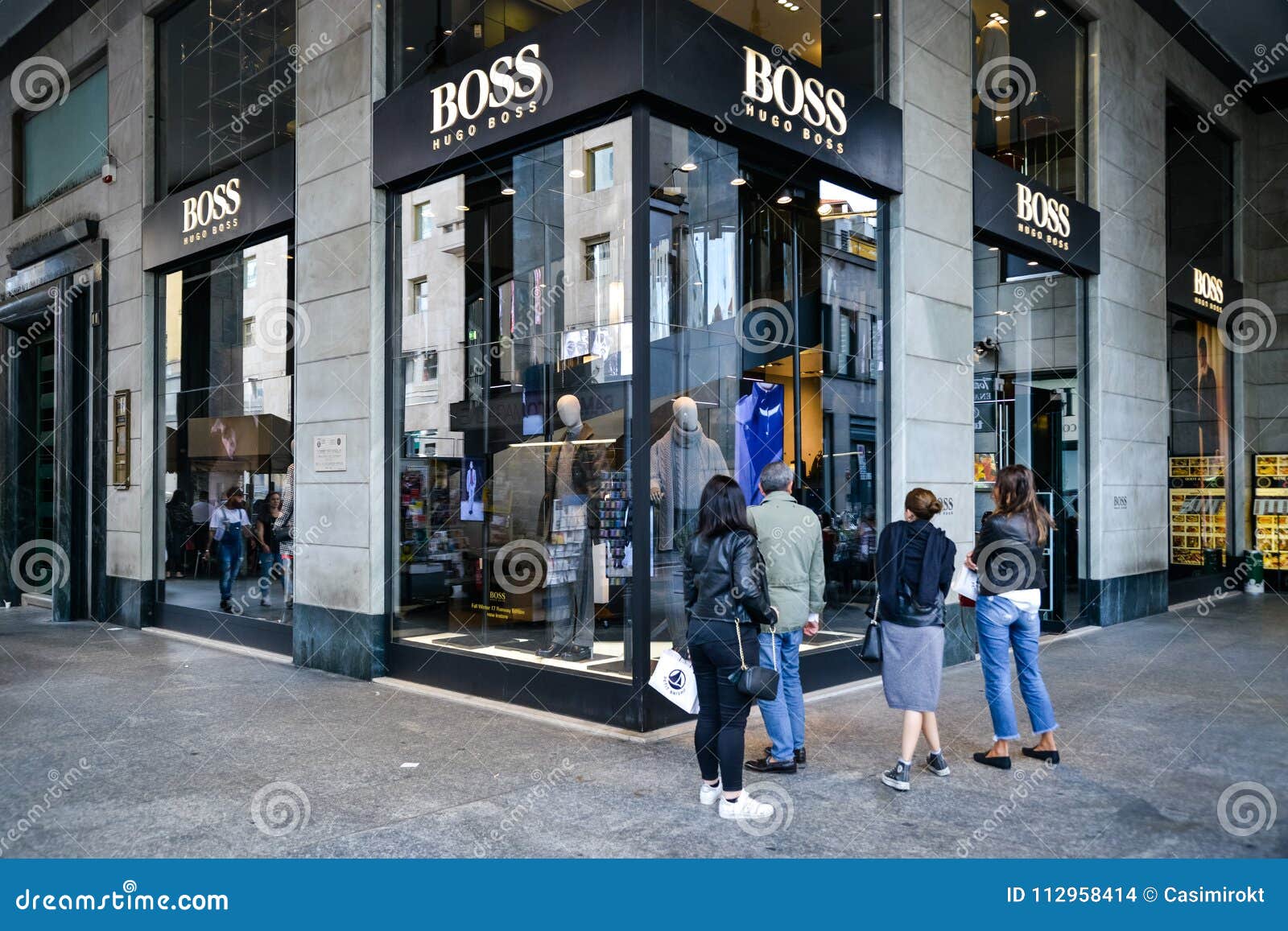 Milan, Italy - September 24, 2017: Hugo Boss Store in Milan. Fa ...