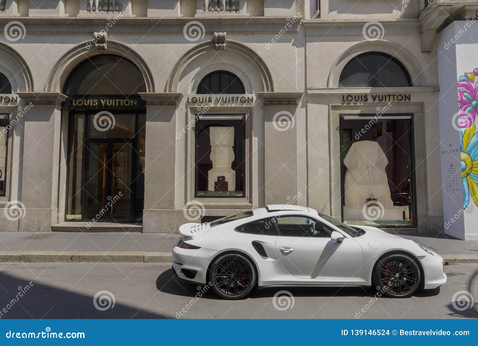 Milan,Italy Via Monte Napoleone Upscale Shopping Street With