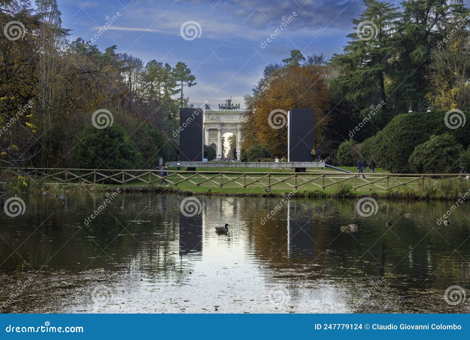 Sempione Park in Milan at November Stock Photo - Image of bird, pond ...