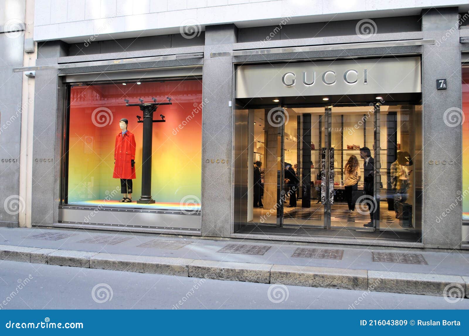 Milan Old Italian Town Fashion Store Gucci Showcase Today Cityscape ...