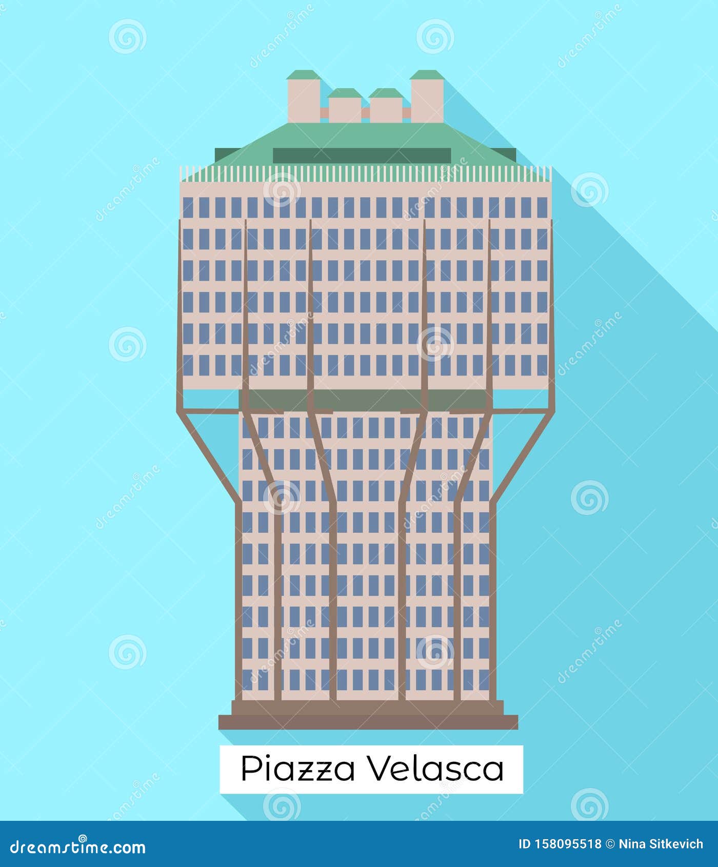 milan piazza velasca icon, flat style