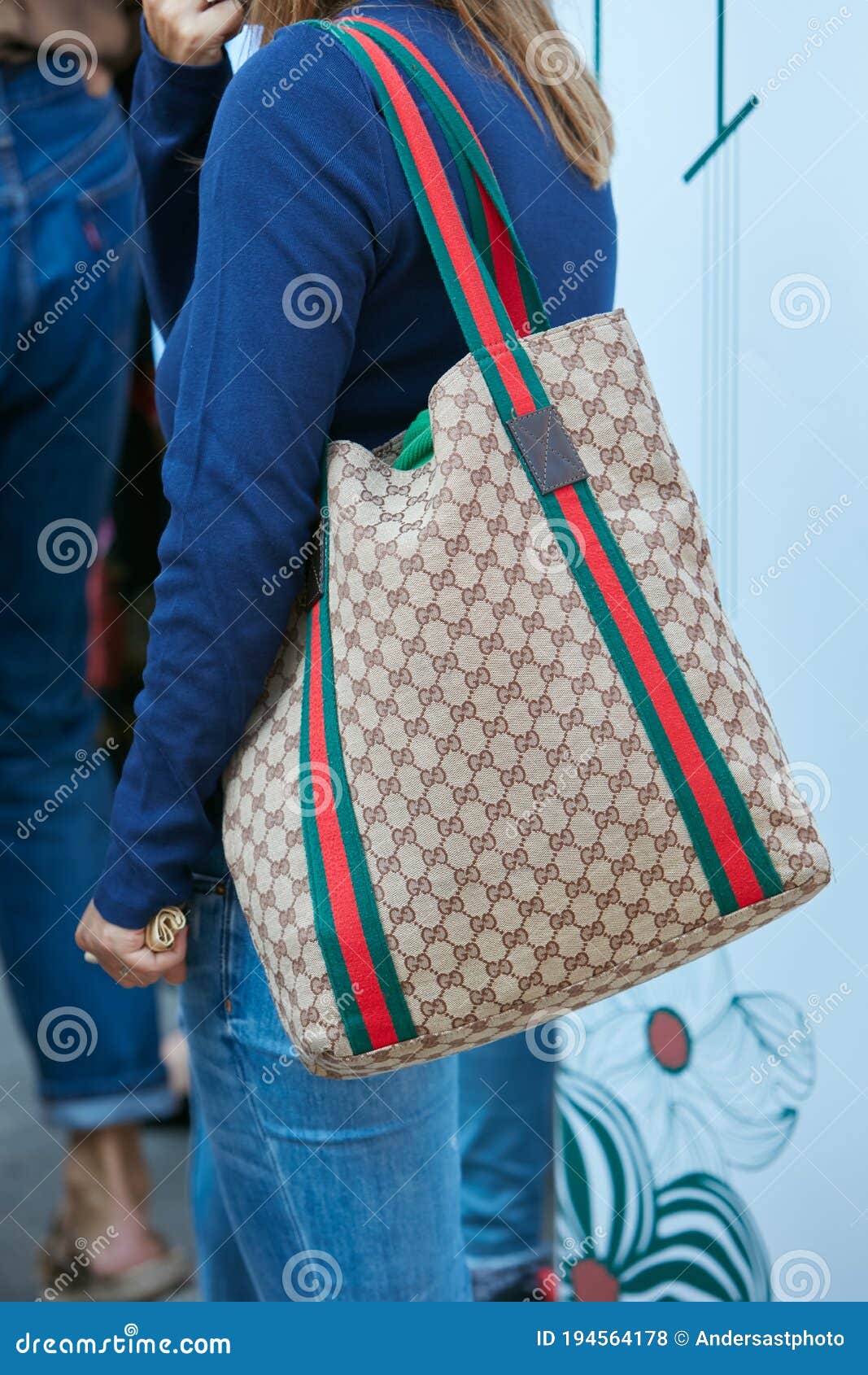 gucci blue and red striped bag