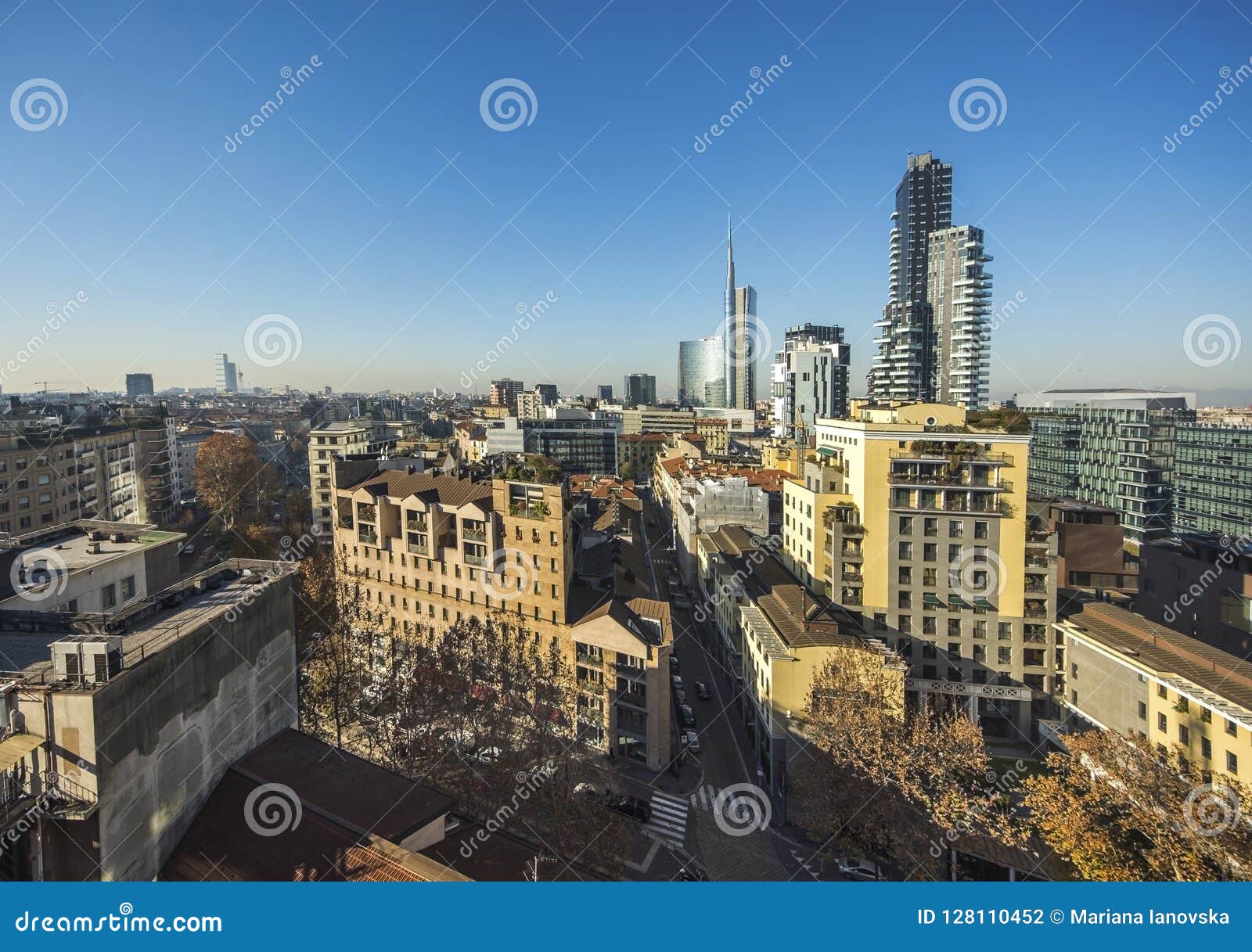 milan skyline with modern skyscrapers in porto nuovo business district, italy