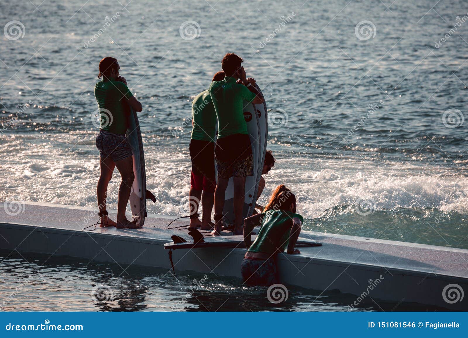 Milano Italy 20 June 2019 Group Of Young Surfers With