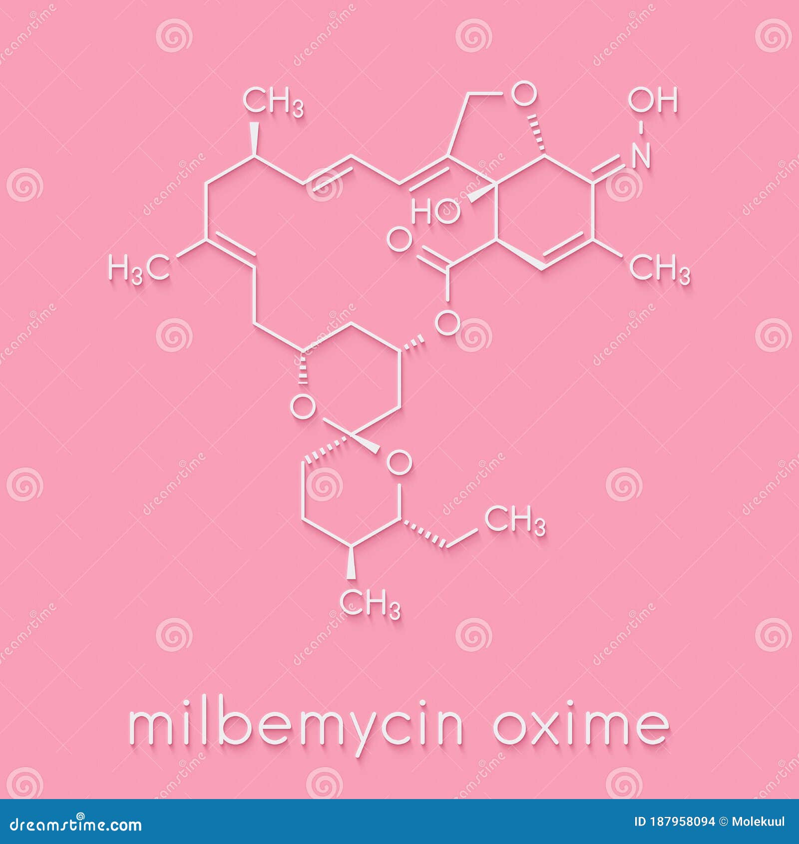 milbemycin oxime antiparasitic drug molecule veterinary. skeletal formula.