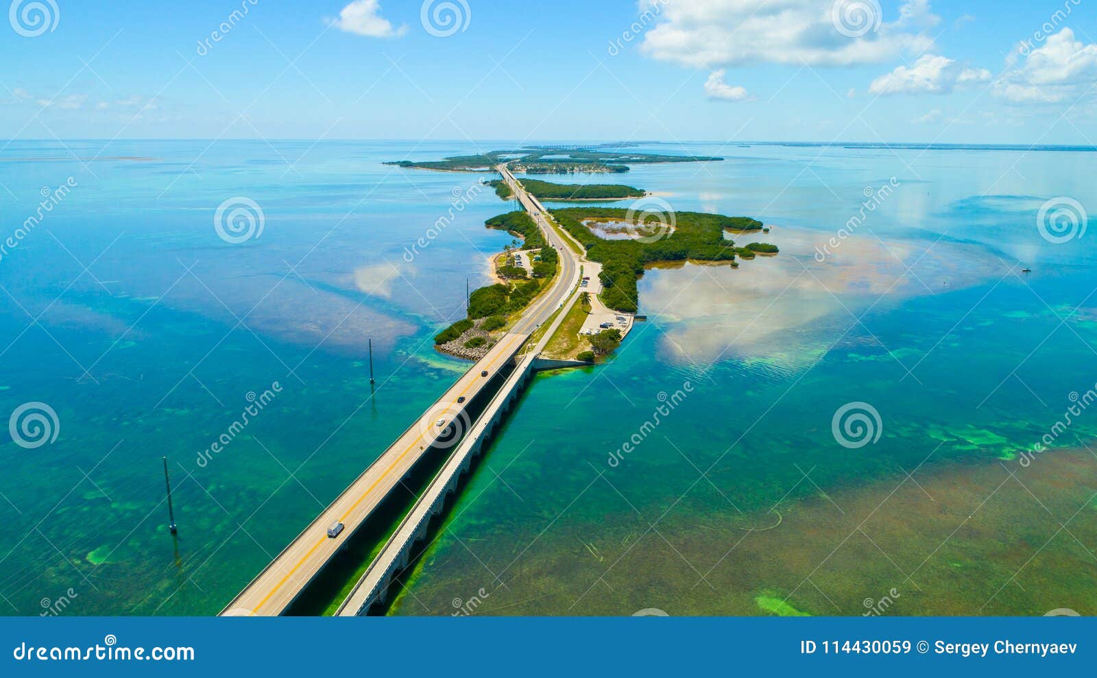 7 mile bridge. aerial view. florida keys, marathon, usa.