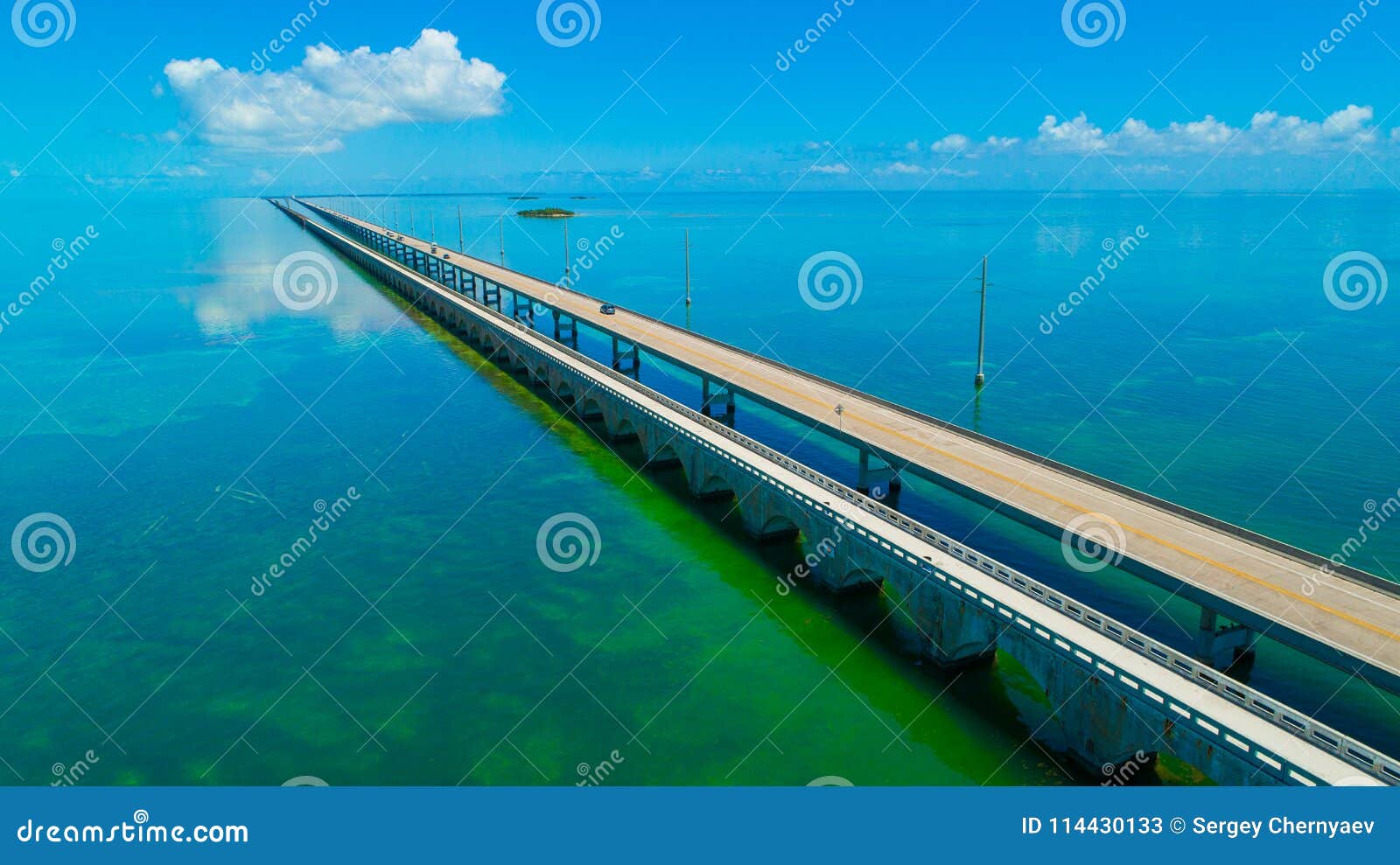 7 mile bridge. aerial view. florida keys, marathon, usa.