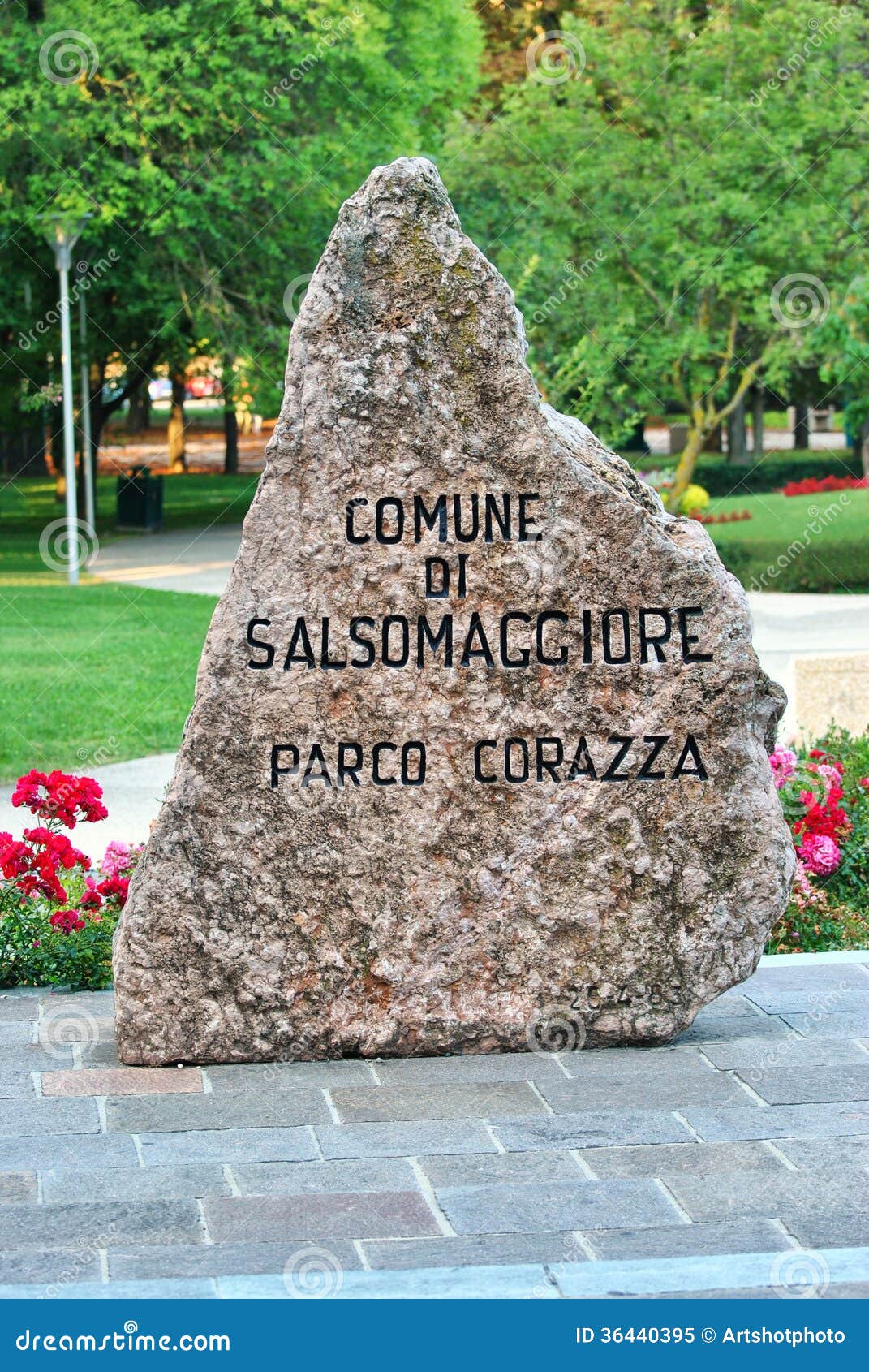 milestone signaling the corazza park in italy