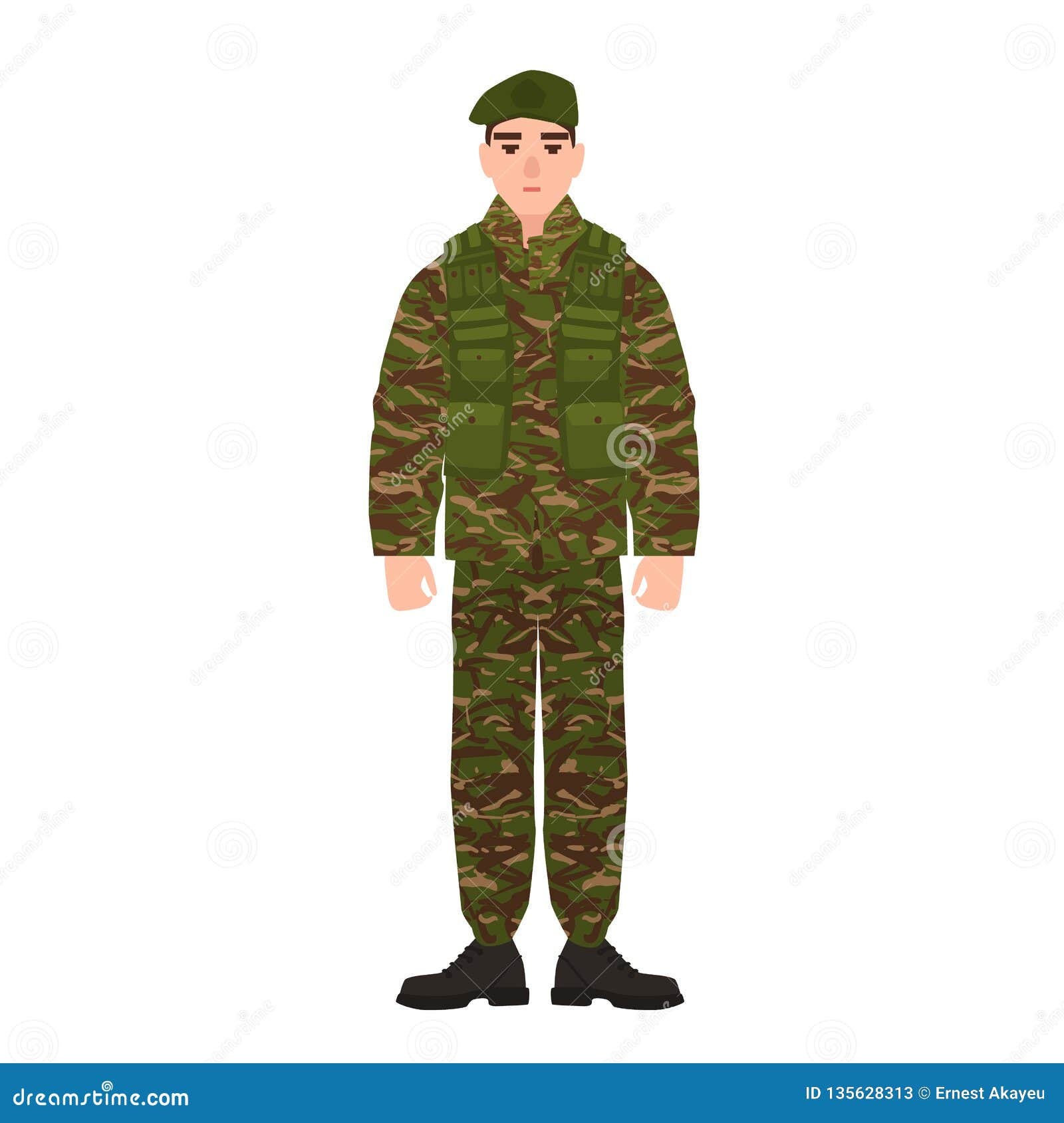 Desenhos Animados Personagem Avatar Ucraniano Soldado Masculino