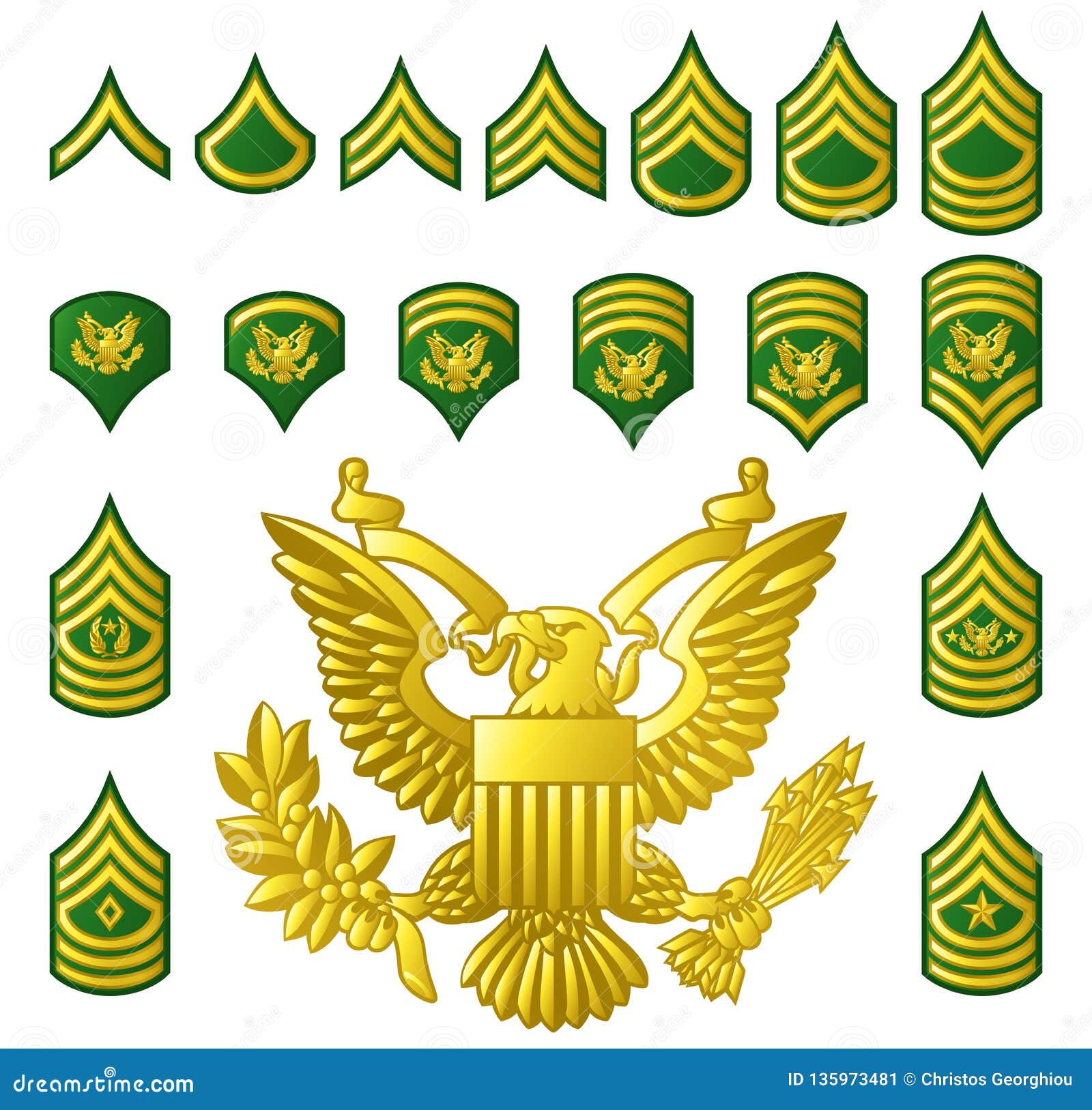 Military Army Enlisted Ranks Insignia Stock Vector Illustration Of
