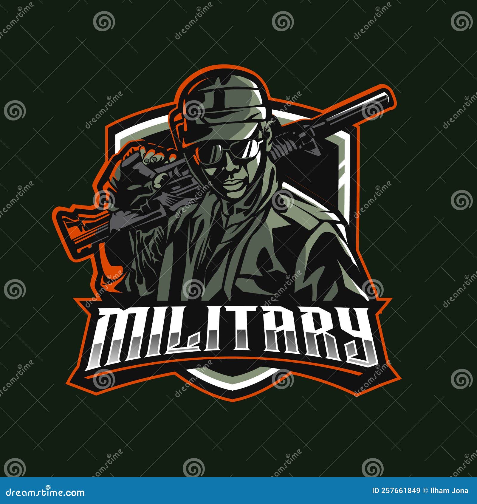 Military Army Mascot Logo Gaming Vector Illustration Soldier Logo