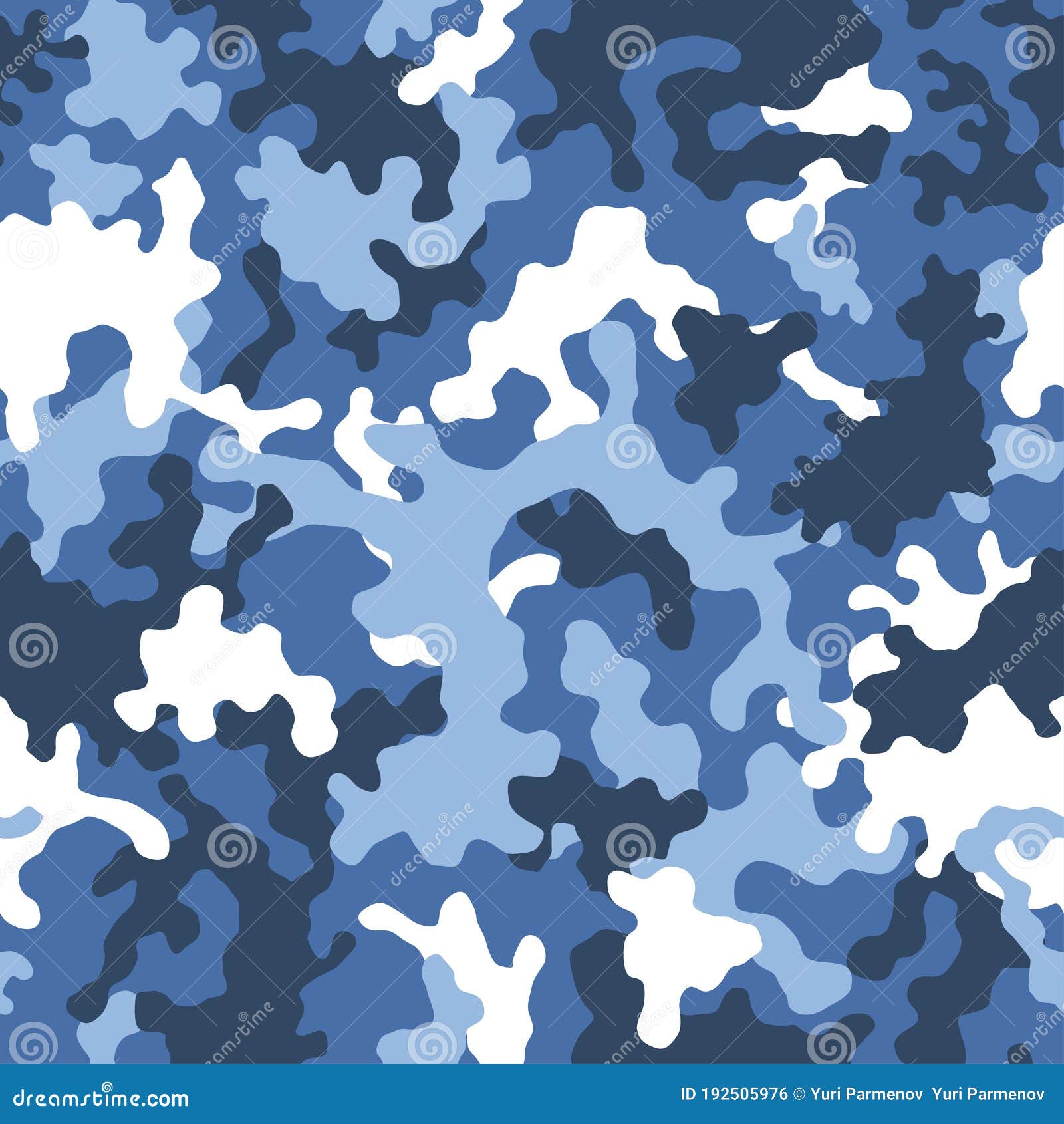 Vector Camouflage Seamless Pattern. Classic Clothing Style Masking Camo  Background, Repeat Print. Blue Color Stock Vector - Illustration of blue,  masking: 192505976