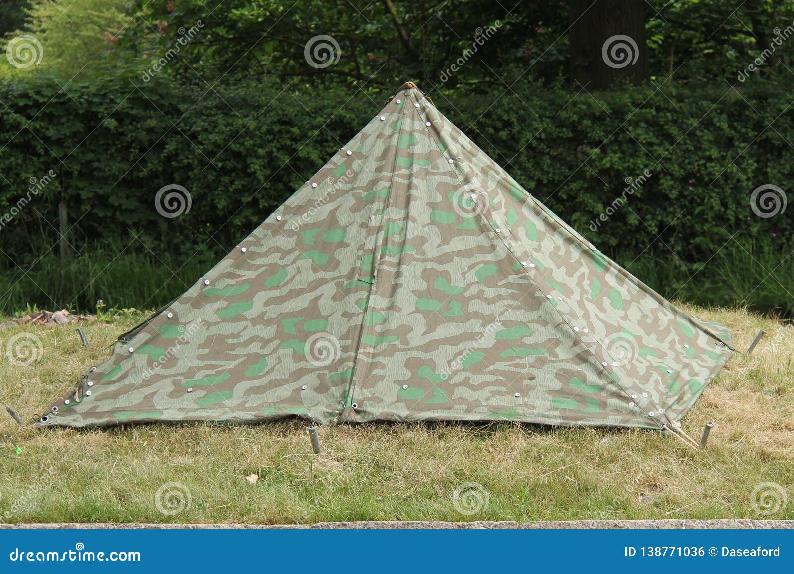 Military Canvas Tent. stock photo. Image of pegs, tent - 138771036