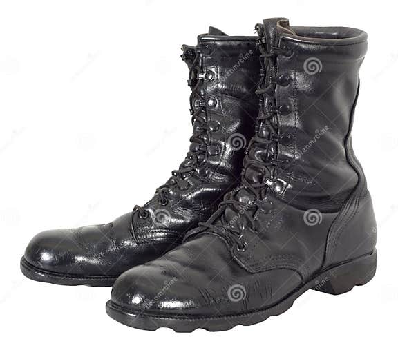 Military Combat Tactical Black Army Boots Isolated Stock Image - Image ...