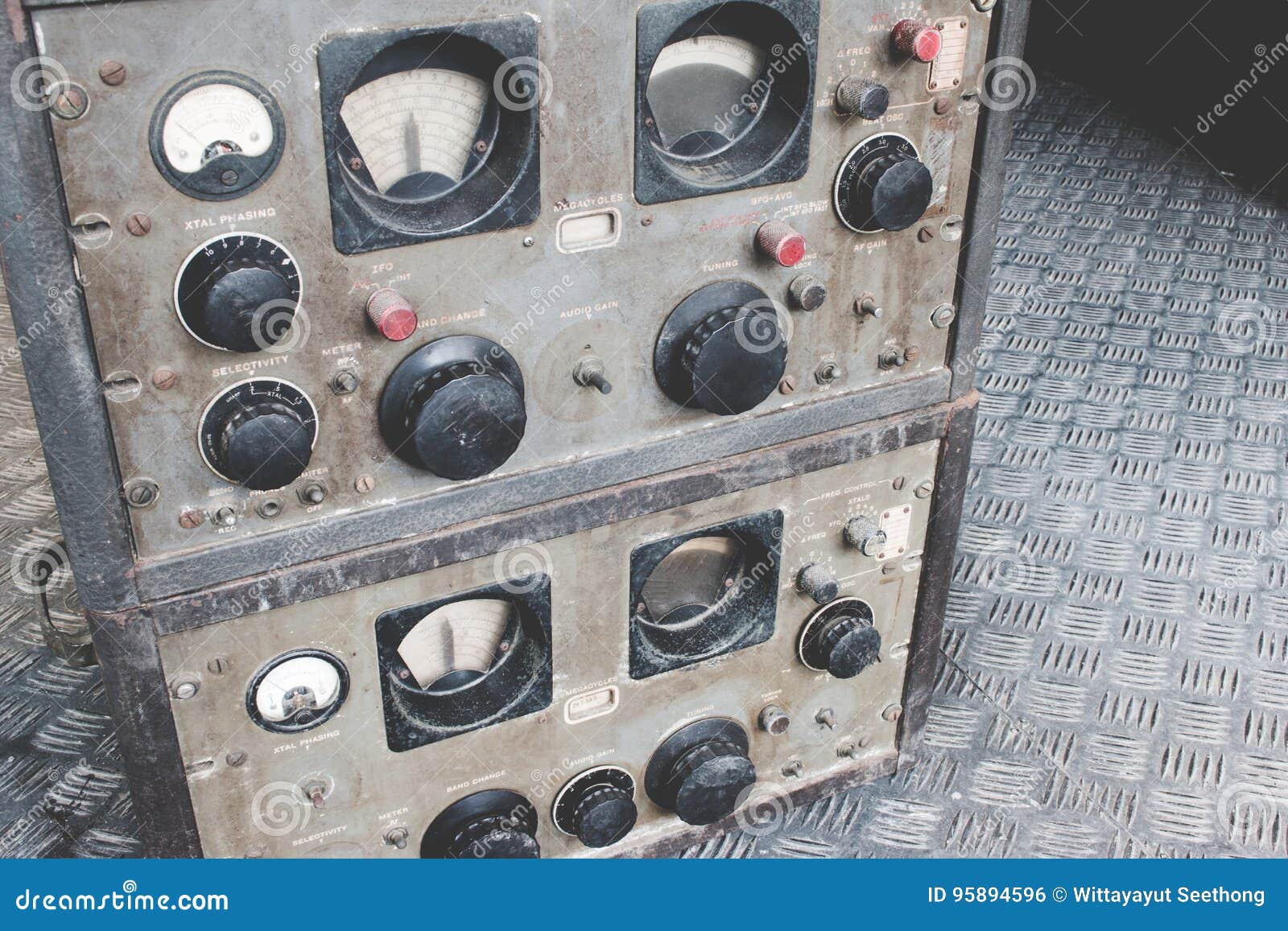 Military Communications Receiver Or Radio Communication Control Panel  Grunge Style. Stock Photo - Image Of Connection, Circuit: 95894596
