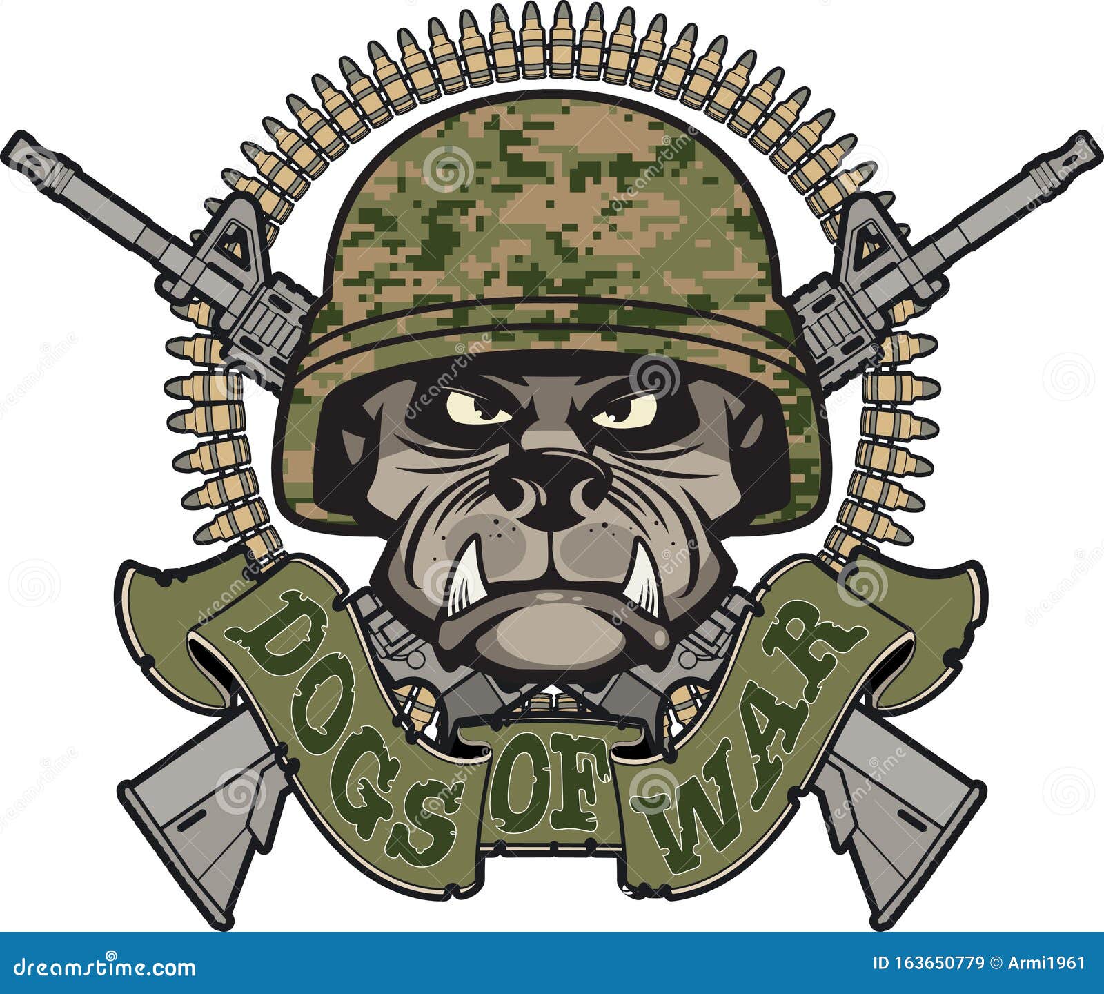 Military Emblem with Dog Head Stock Vector Illustration of combat