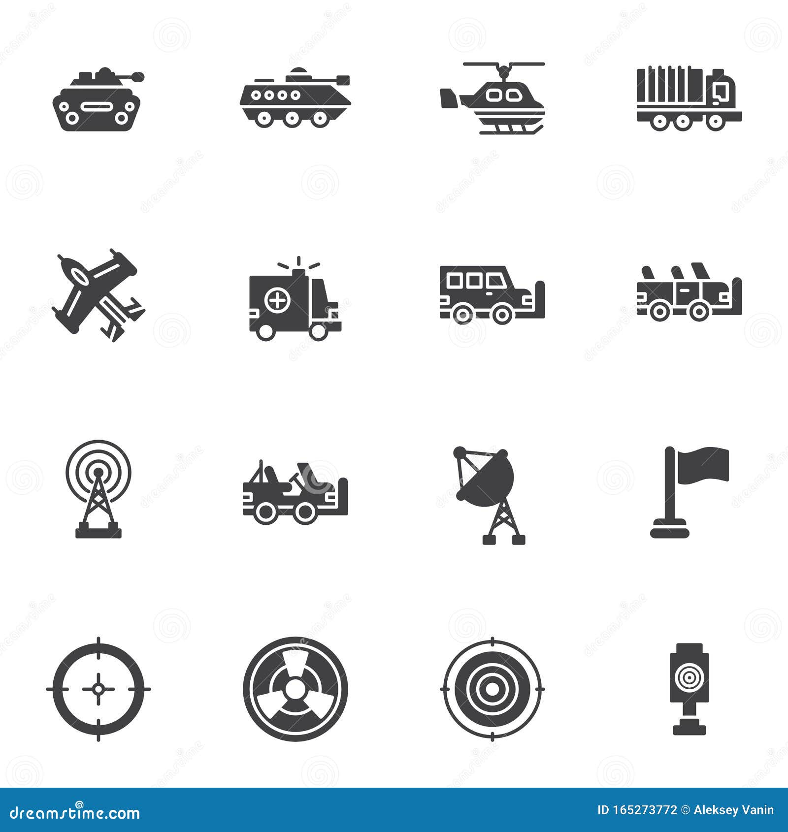 Military Equipment Vector Icons Set Stock Vector - Illustration of