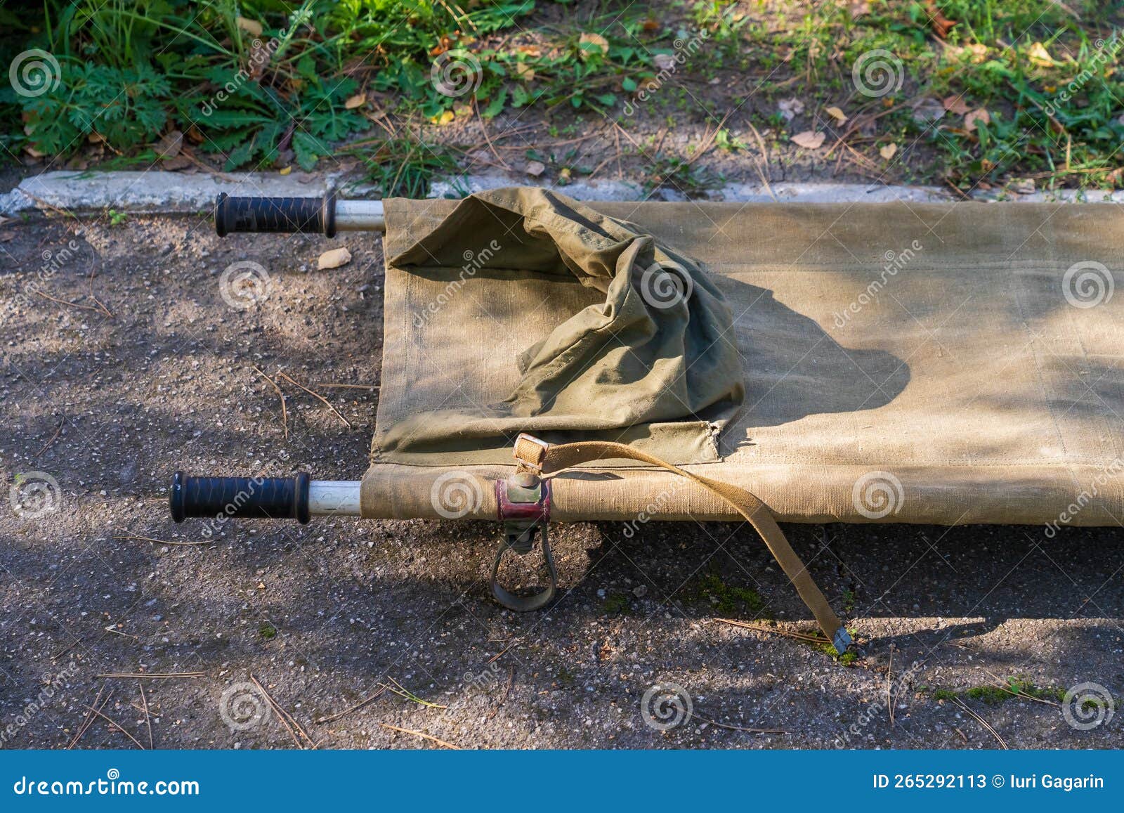 Military Field Stretcher Element with Selective Focus. Background Stock