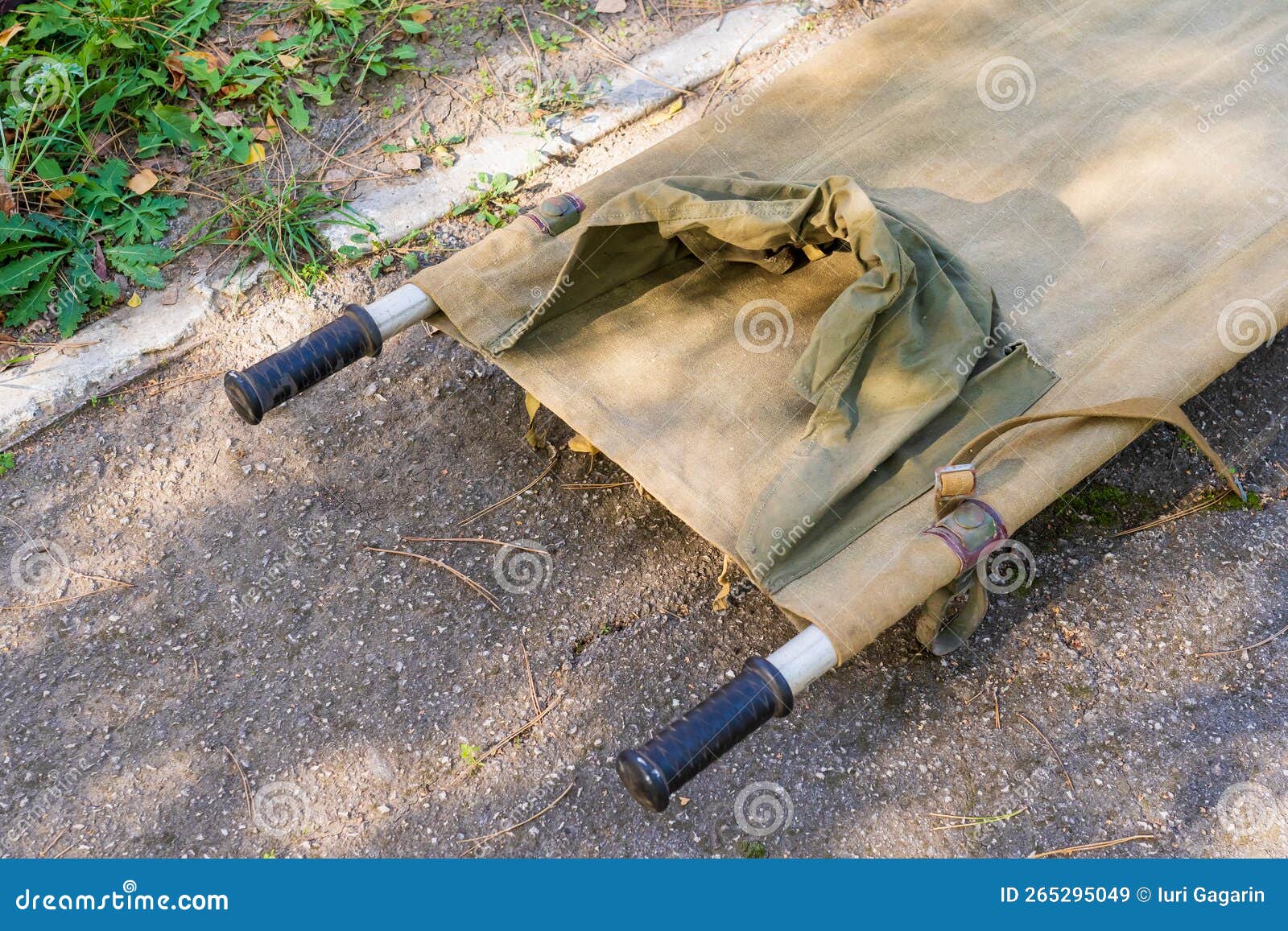 Military Field Stretcher Element with Selective Focus. Background Stock