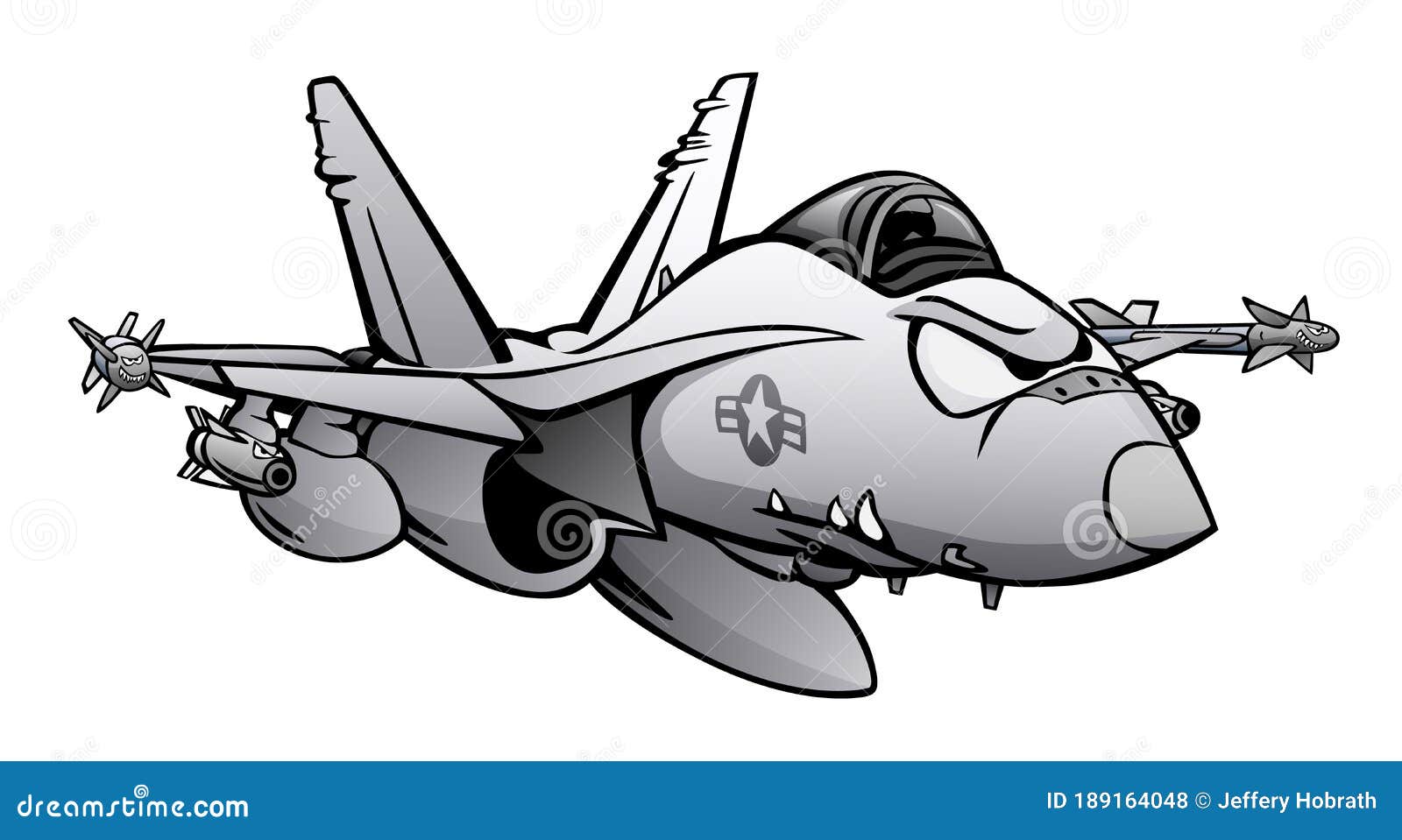 military fighter attack jet airplane cartoon   