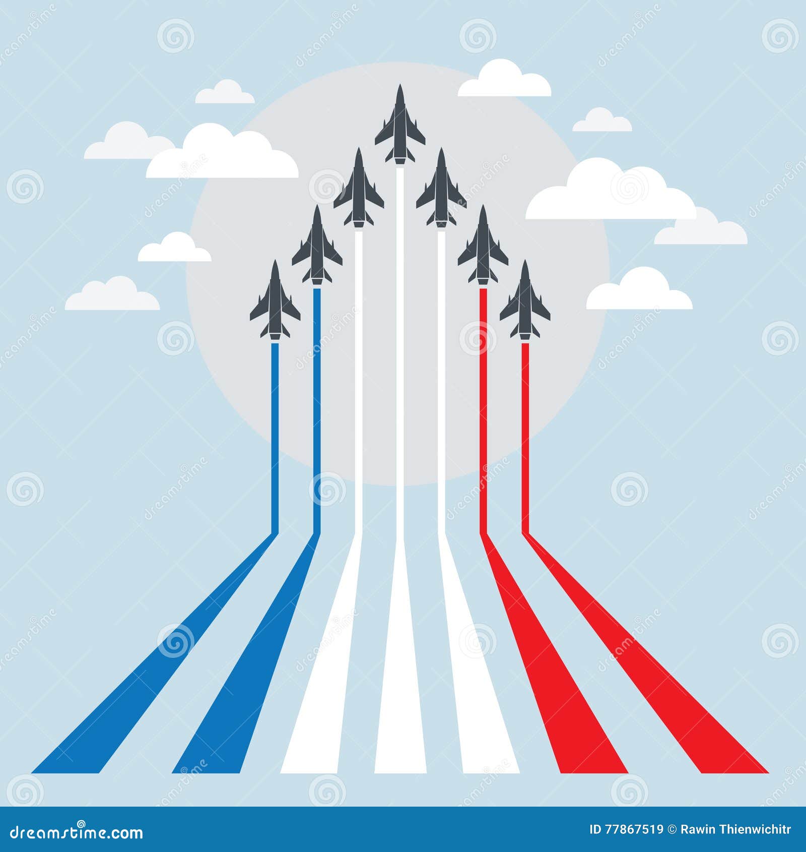 Military Fighter Jets during Demonstration Stock Vector - Illustration