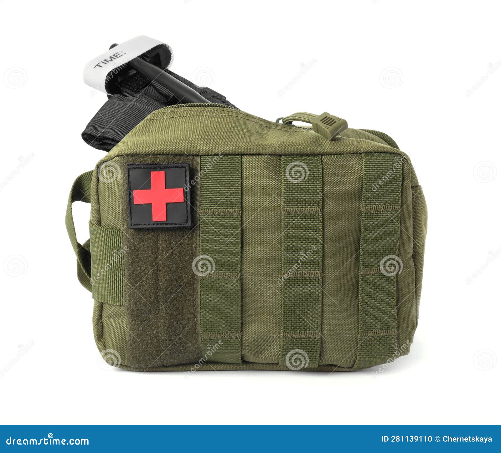 Military First Aid Kit and Tourniquet on White Background Stock Photo Image of medical