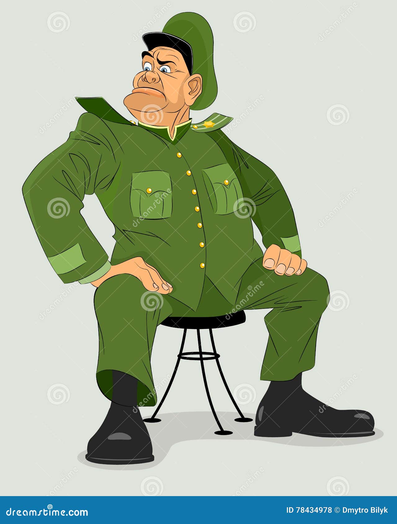 Military general on chair stock vector. Illustration of angry 78434978