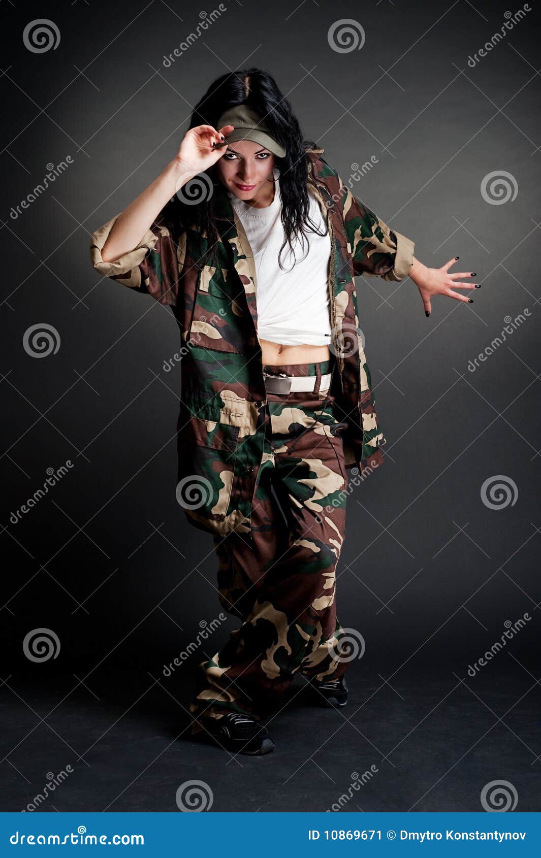 Military girl dancing stock image. Image of club, military 10869671