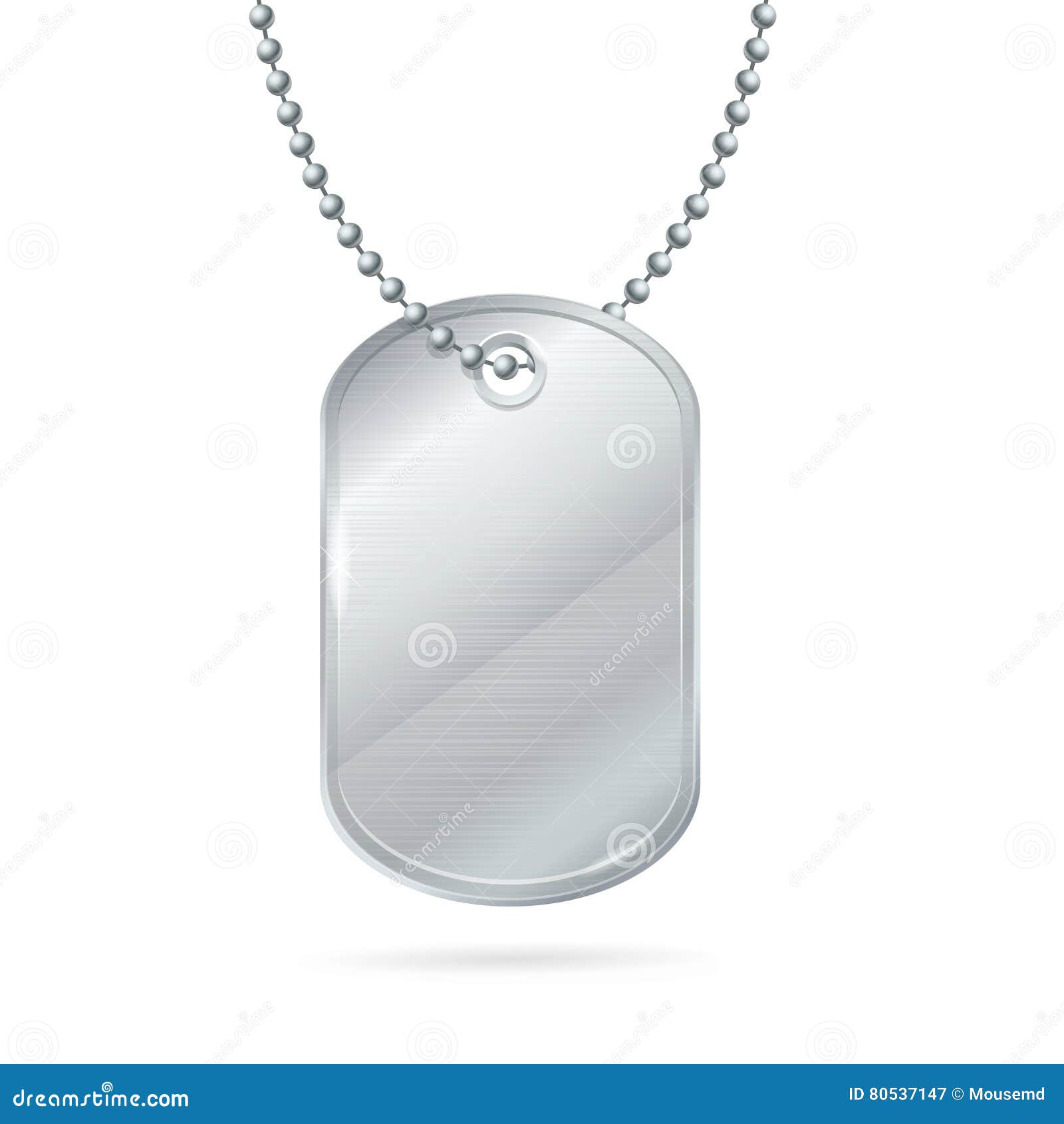 Military ID Tag Silver Army Medallion. Vector Stock Vector