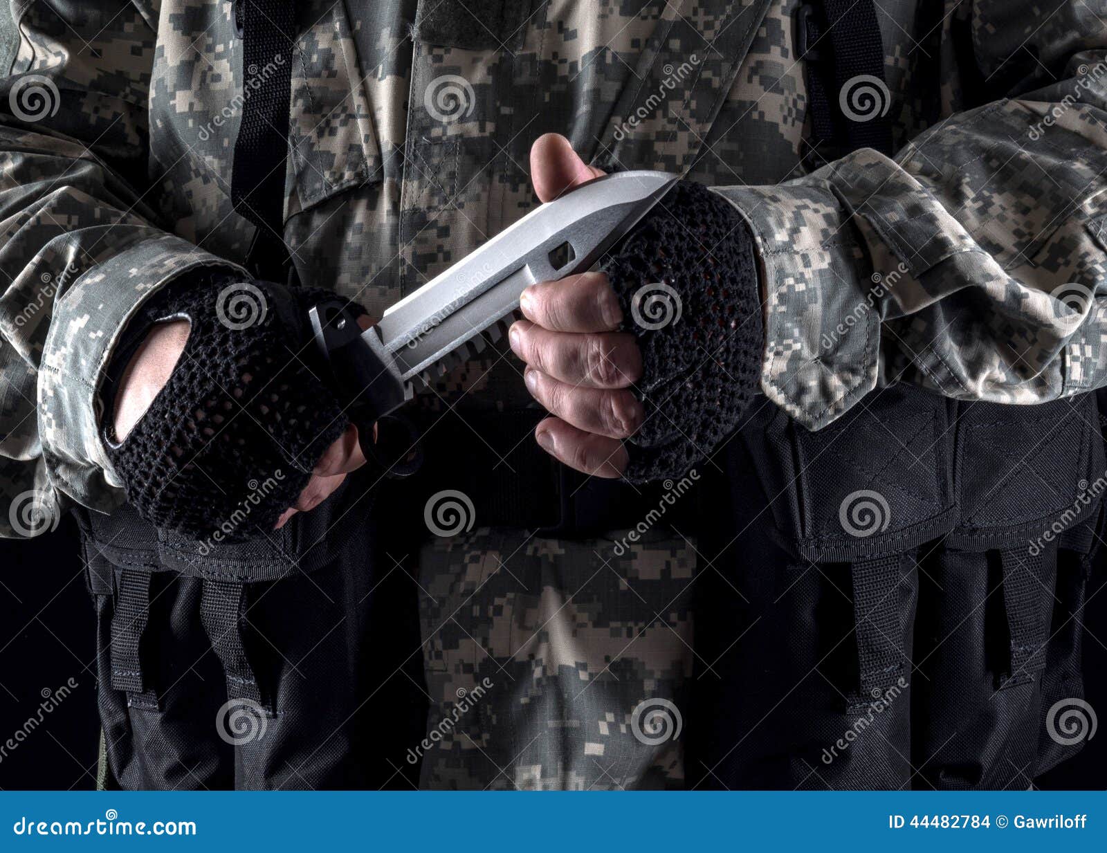 Military Man With A Knife In A Hand Close Up Stock Photo Image of control, blade 44482784
