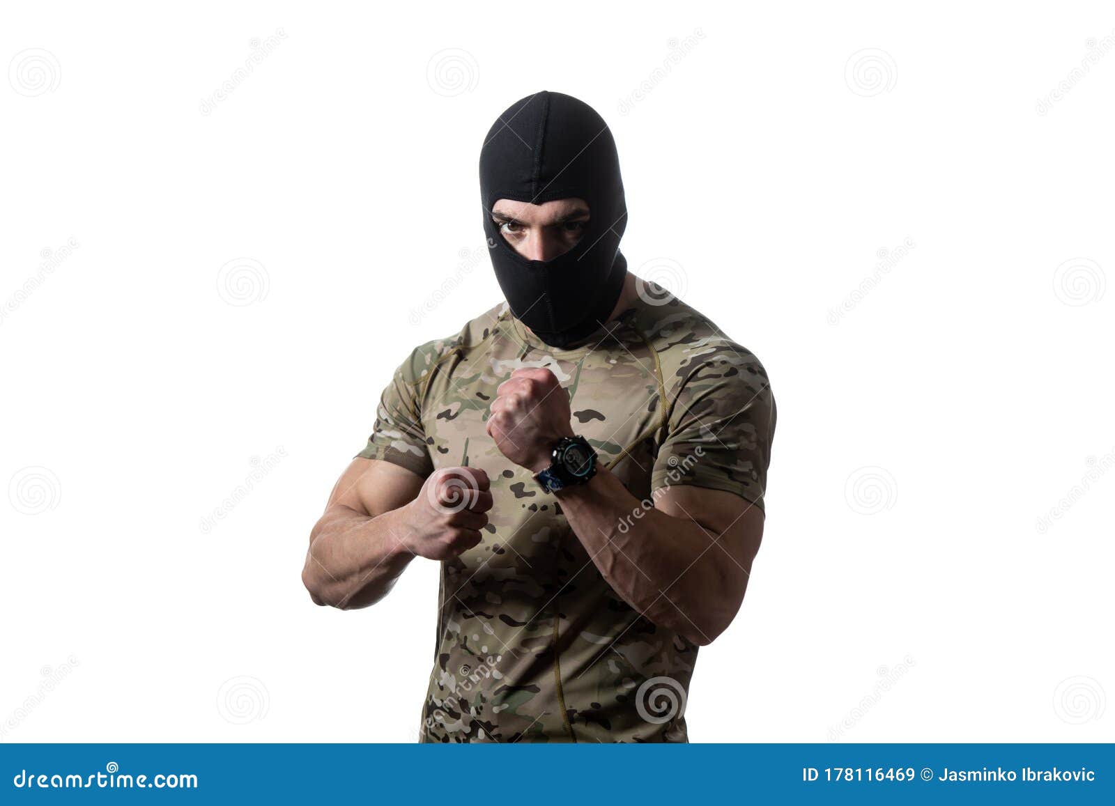 Warrior Ready To Fight on a White Background Stock Image - Image of ...