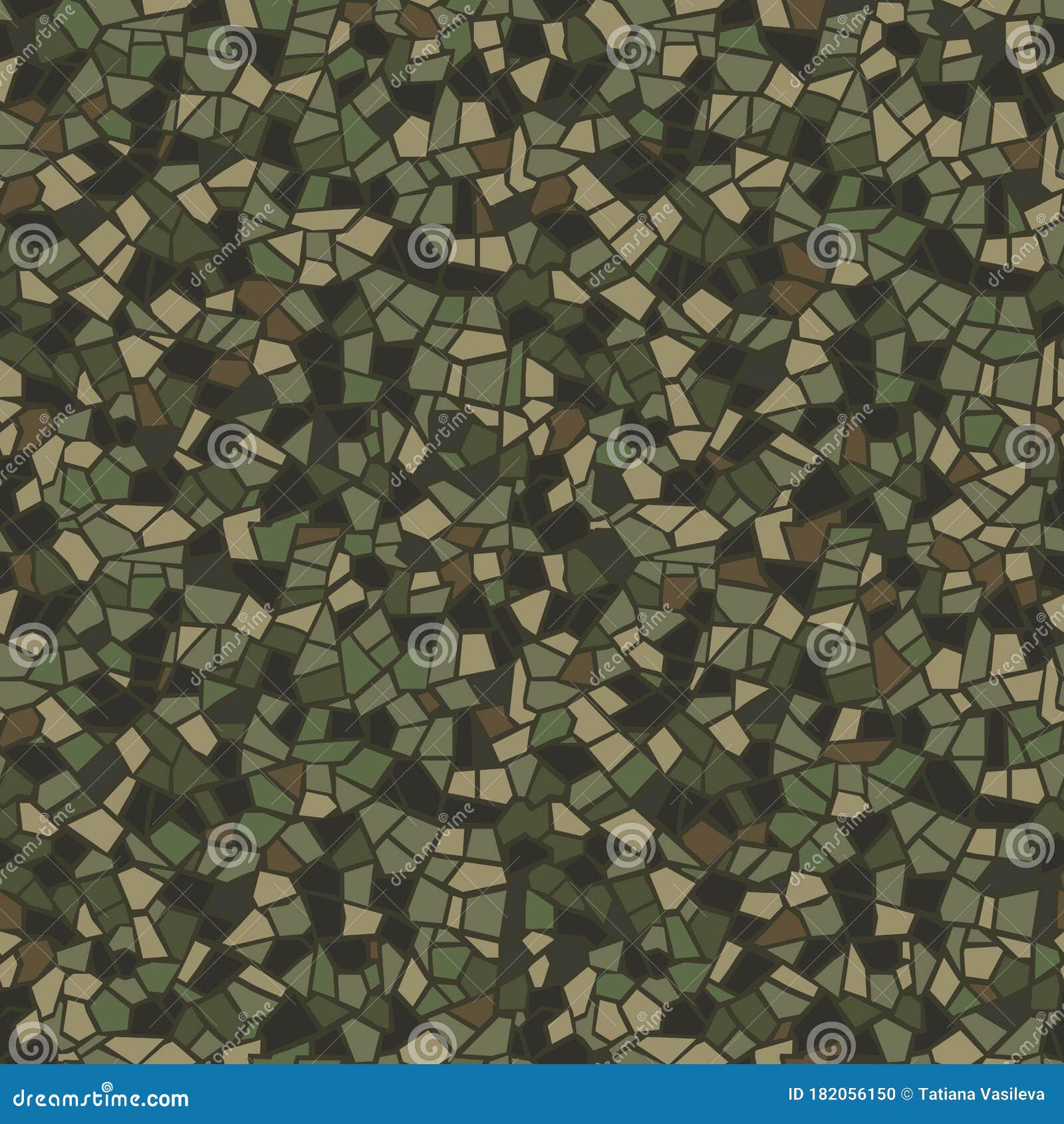 MILITARY MOSAIC TILE SEAMLESS PATTERN. Abstract Vector Pattern. Army