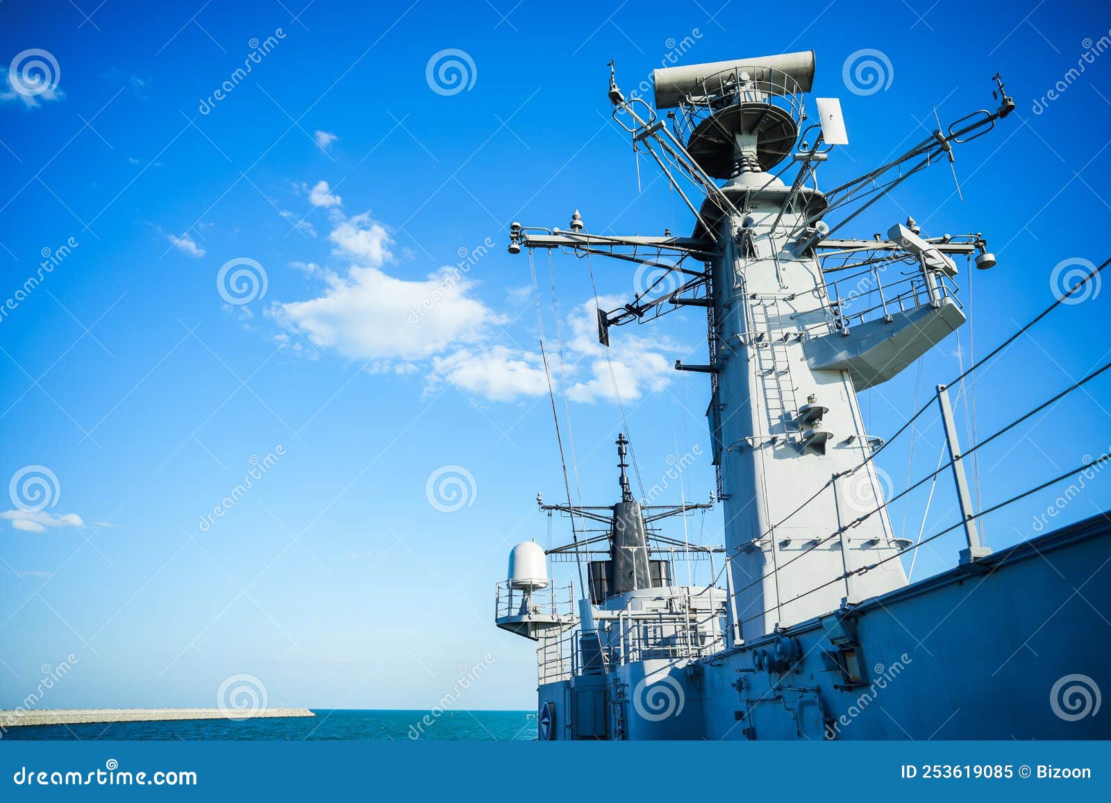 Military Radar Air Surveillance on Navy Ship Stock Image Image of