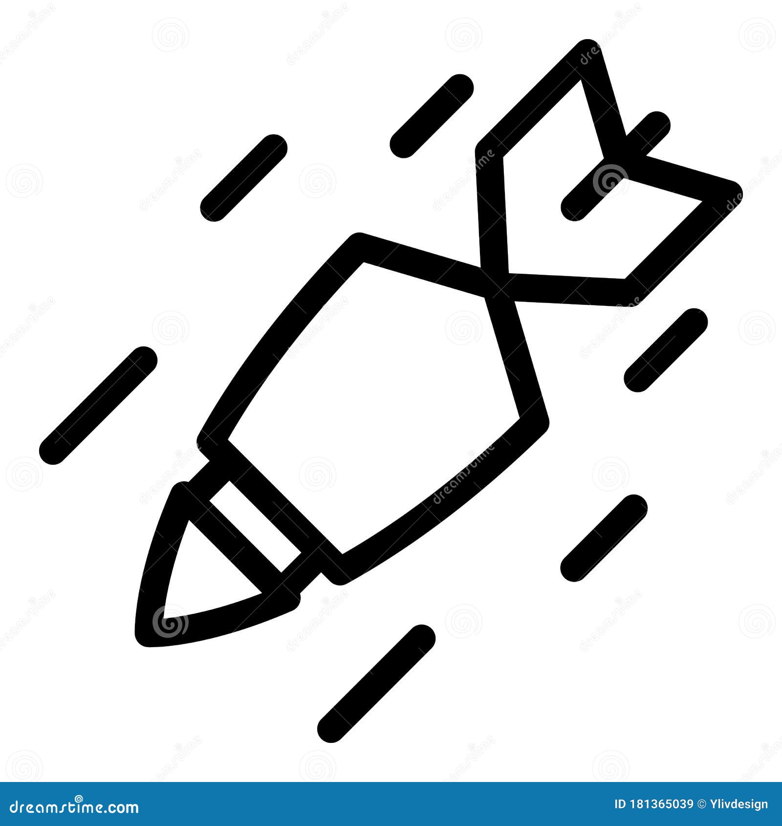 military rocket icon, outline style