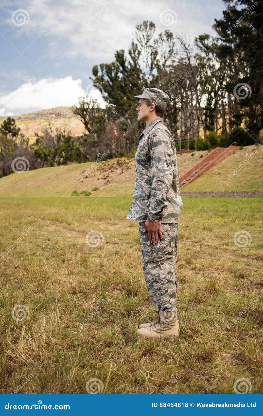 Military Soldier Standing at Attention Posture Stock Photo Image of