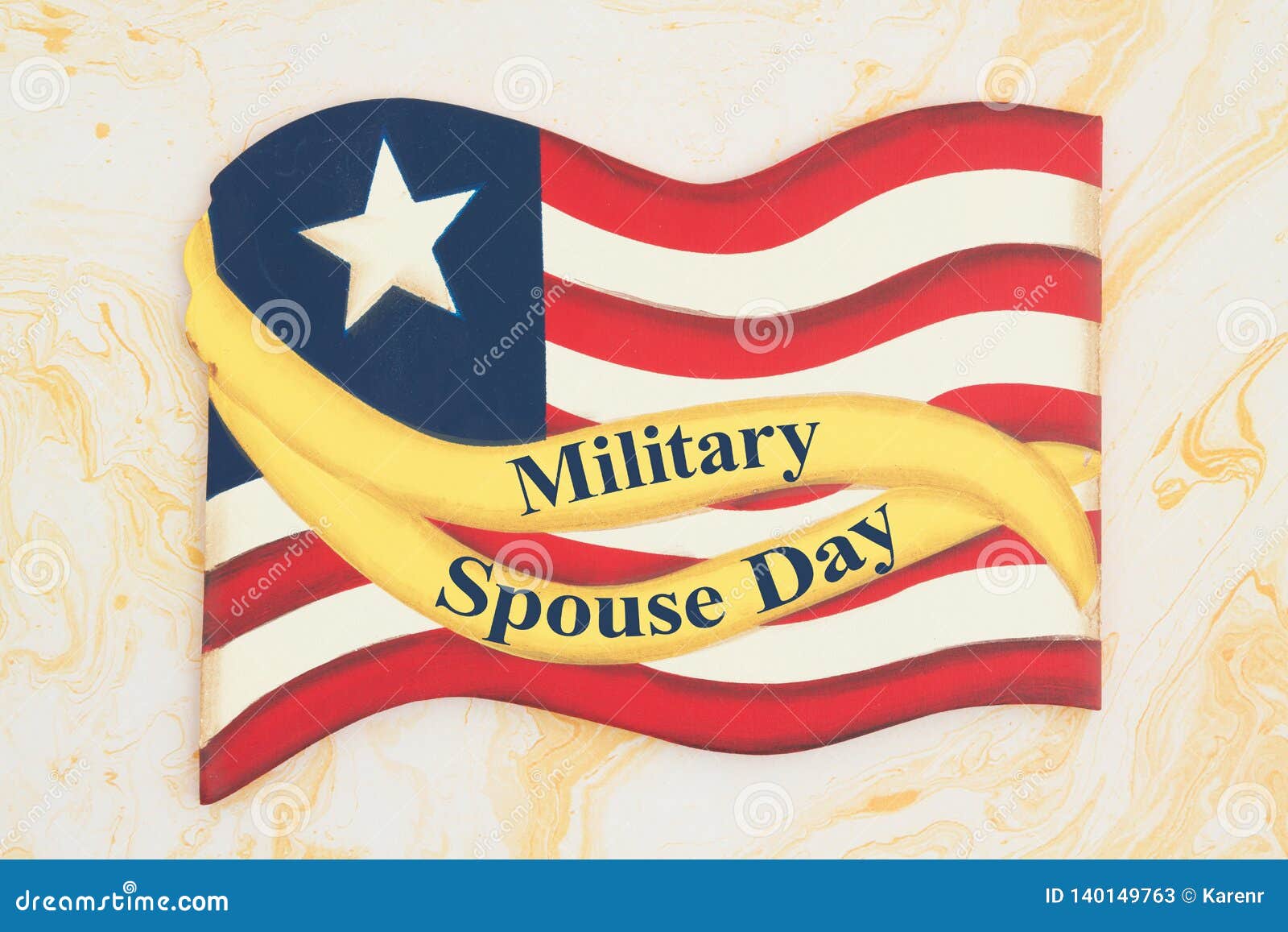 Military Spouse Day Message with Retro Wood American Flag Stock Image