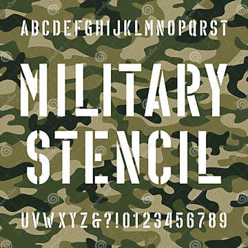 Military Stencil Alphabet Font. Type Letters and Numbers on Distressed ...