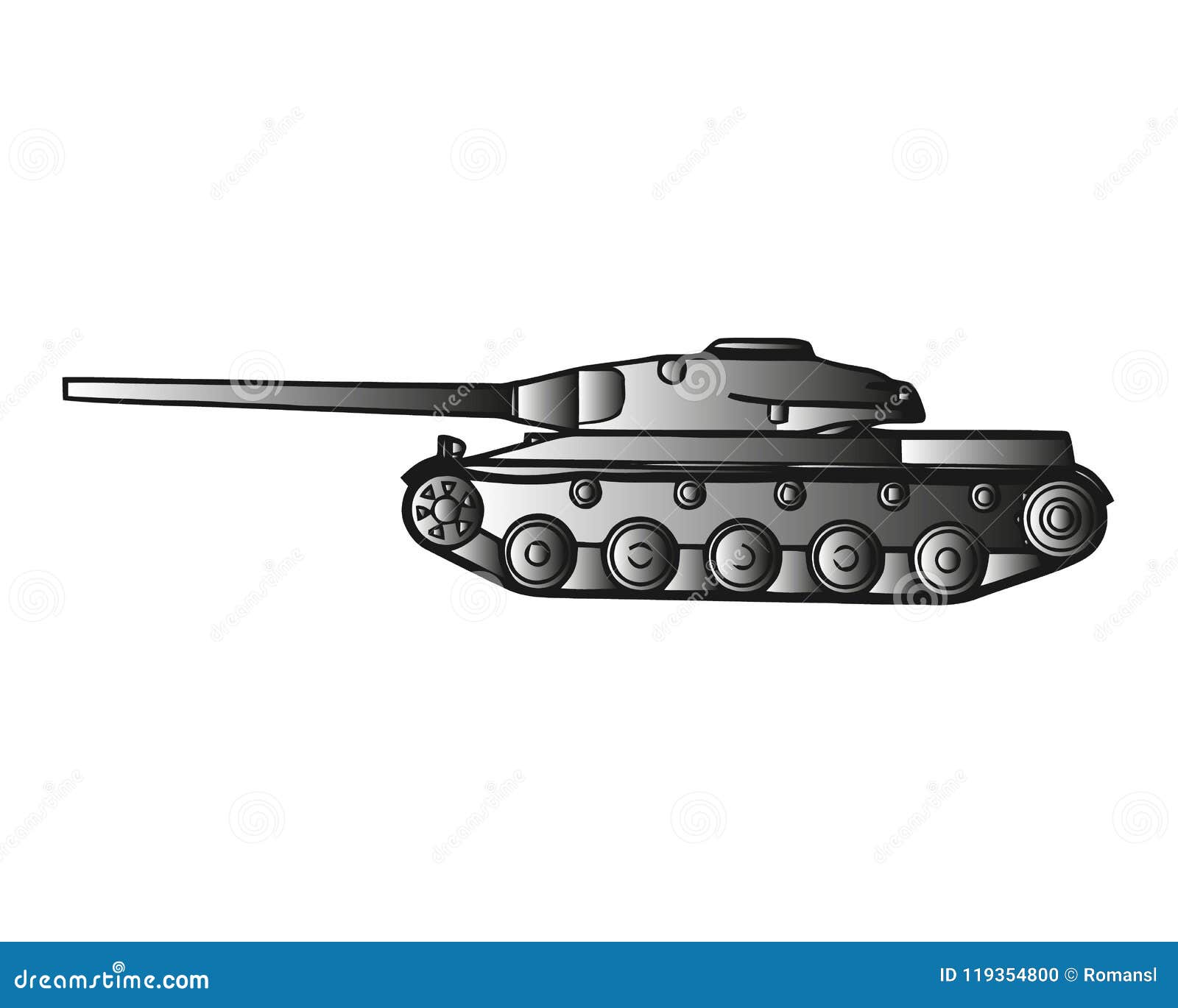 military tank  on white. armoured fighting vehicle ed for front-line combat, with heavy firepower, strong armour